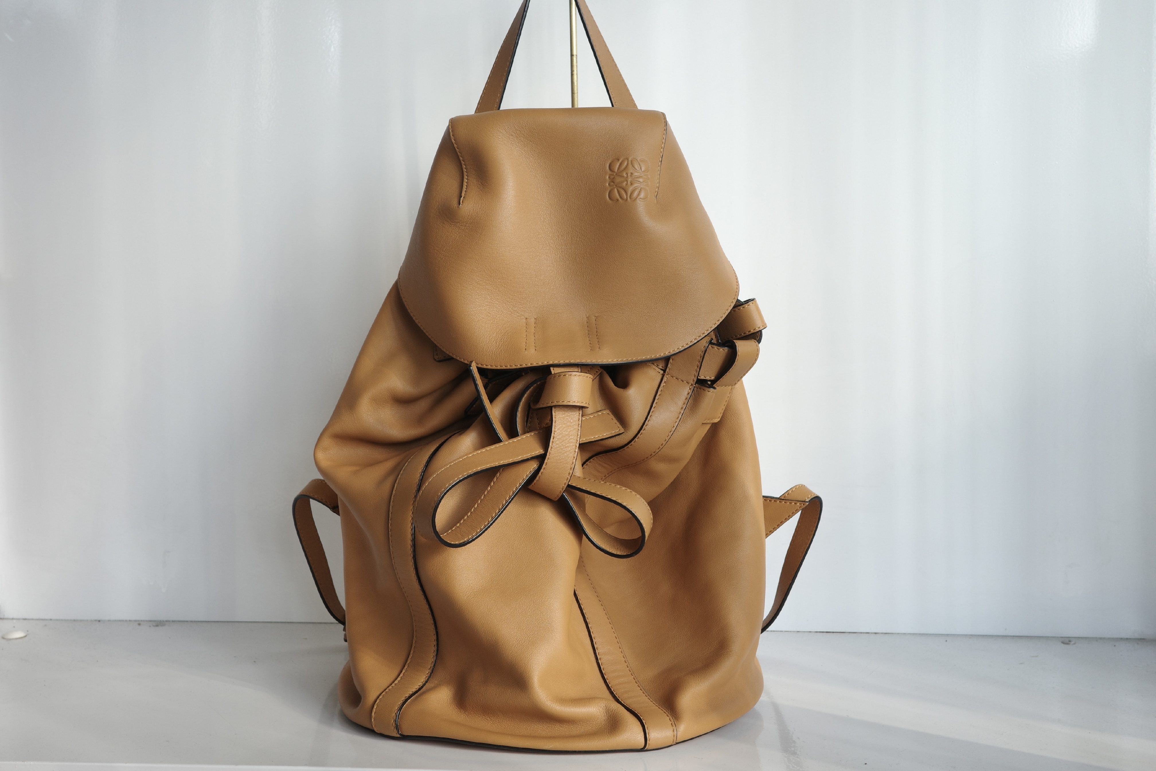 Drawstring Leather Backpack Rucksack