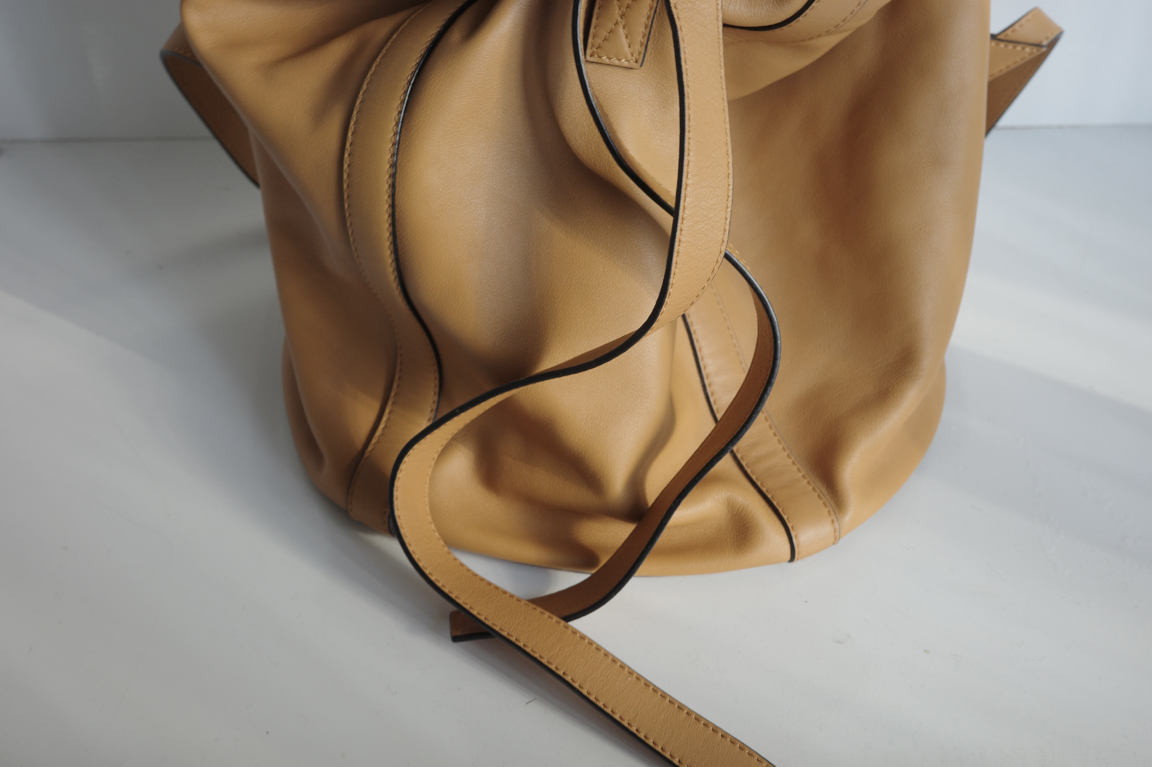 Drawstring Leather Backpack Rucksack — view 3