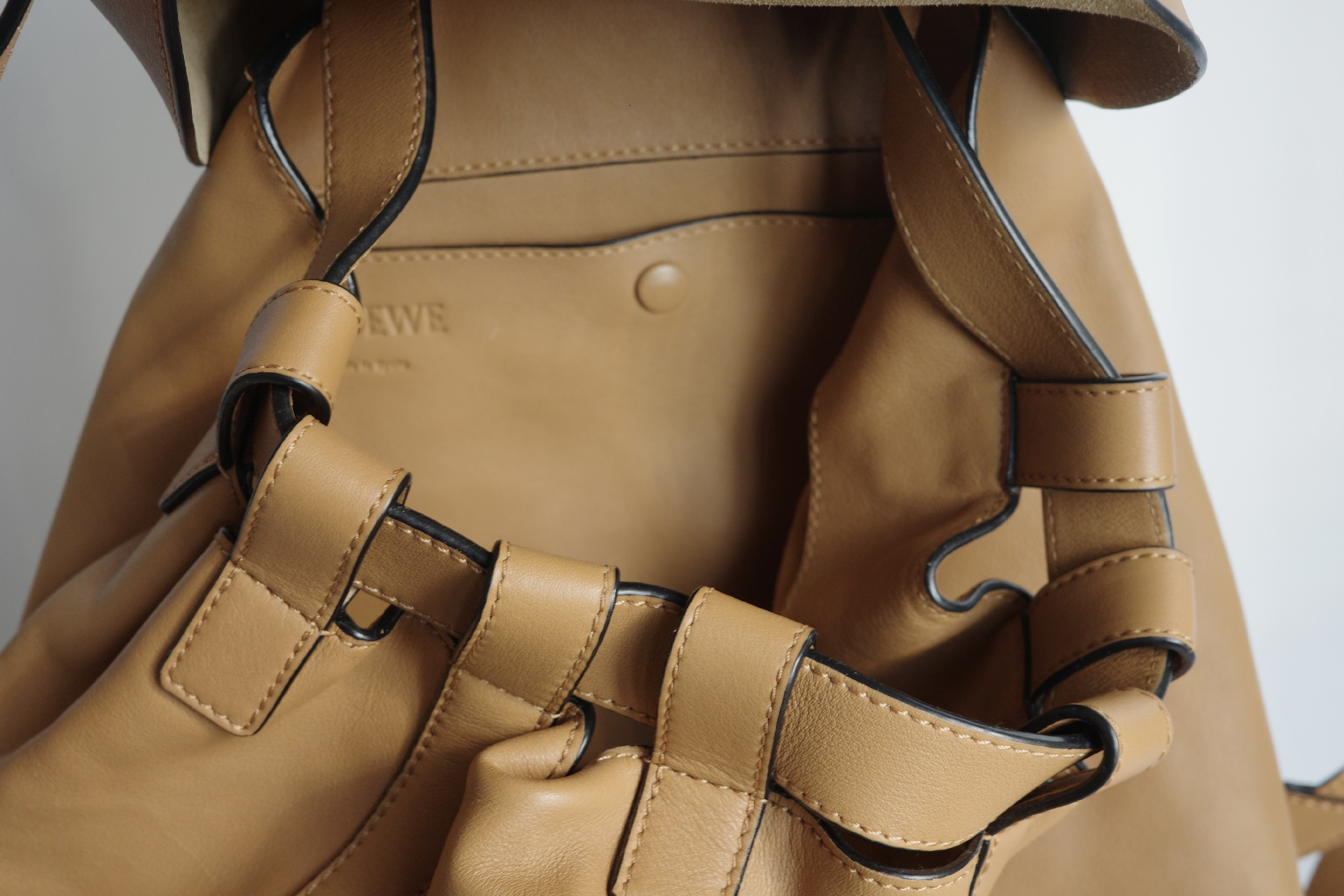Drawstring Leather Backpack Rucksack — view 9