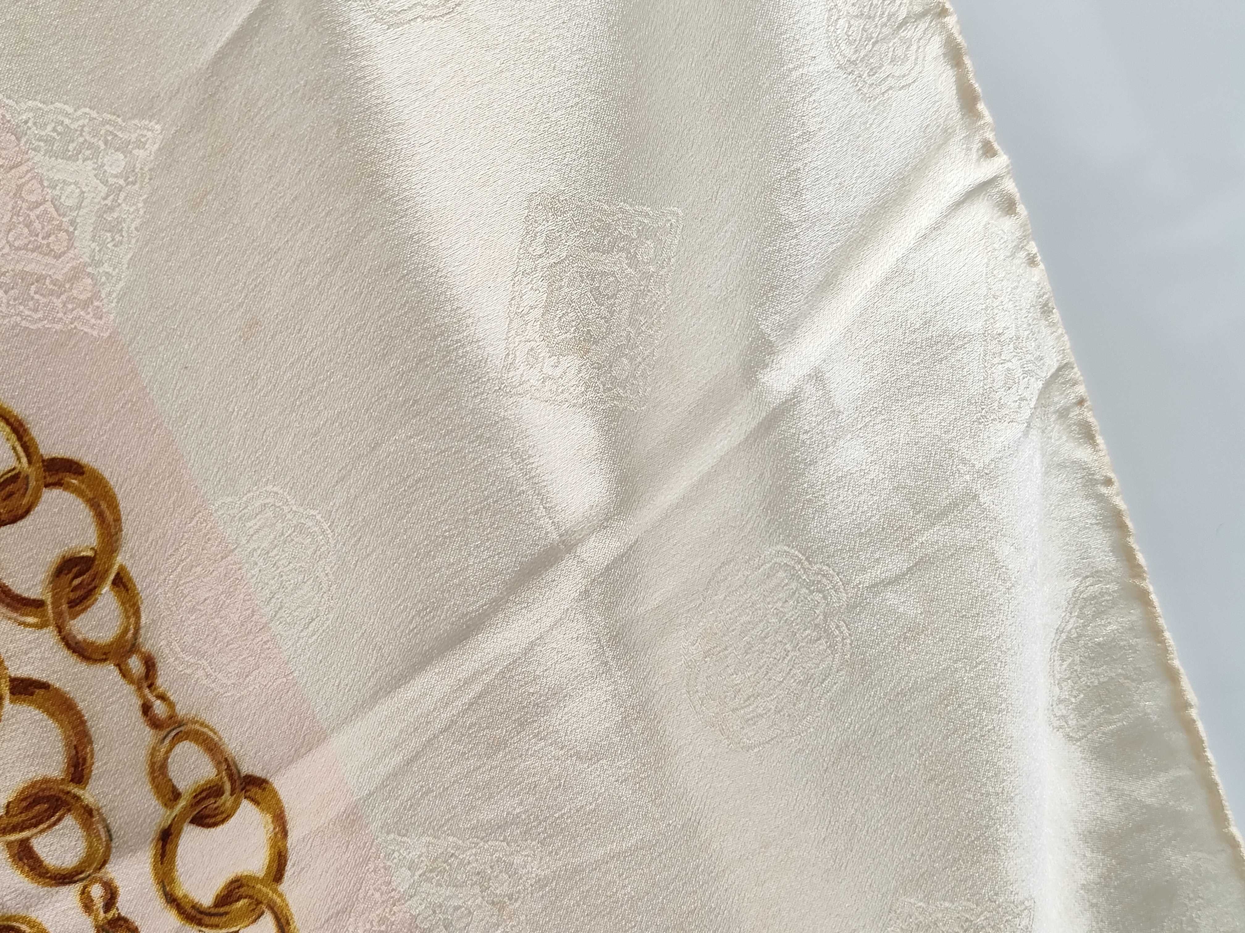 Coco Mark Chain Pattern Scarf, Silk, Pink Gold, Other Accessories — view 7