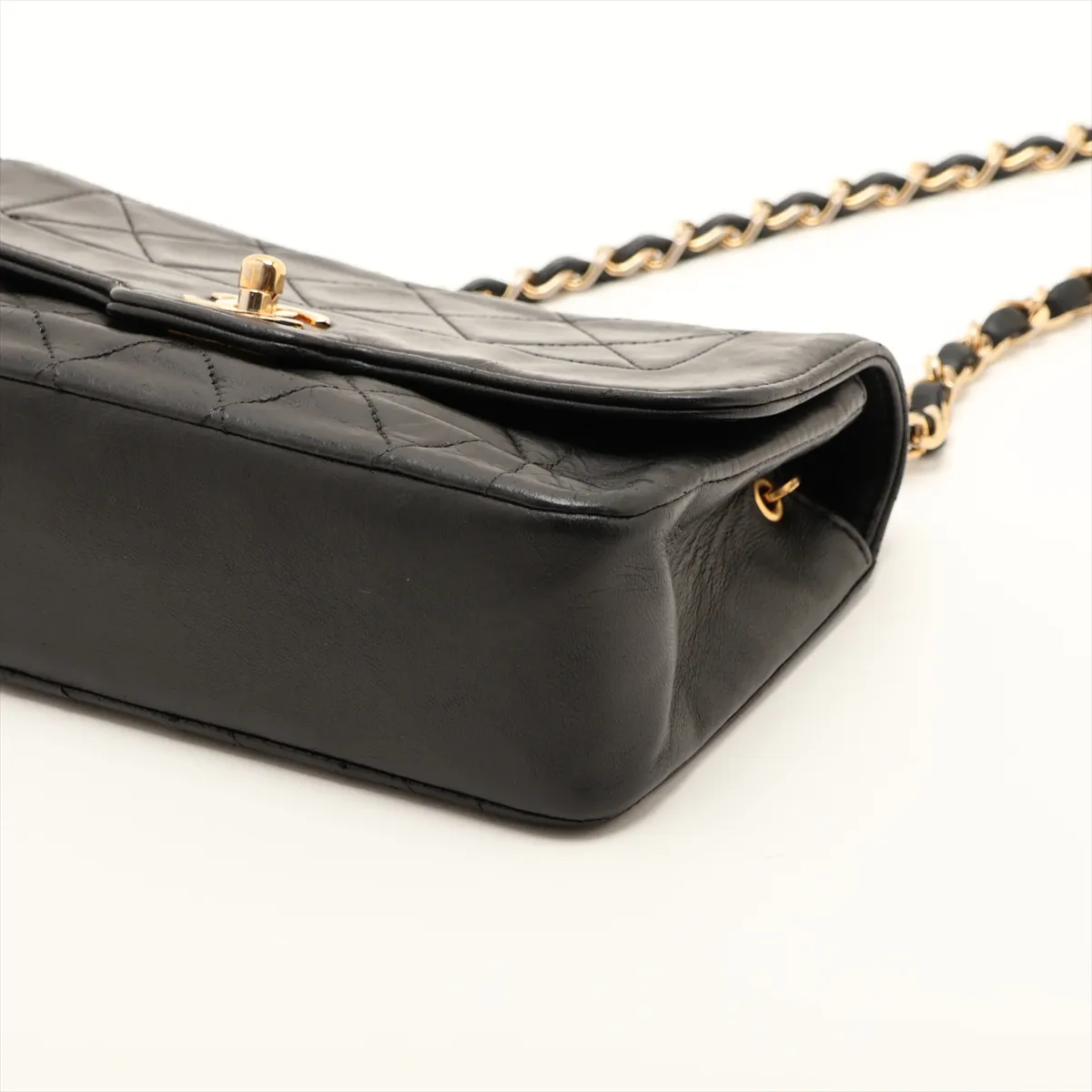 Mini Matelassé Lambskin Single Flap Single Chain Bag, Black with Gold Hardware, Item No. 1785520 (Serial No. 1) — view 3