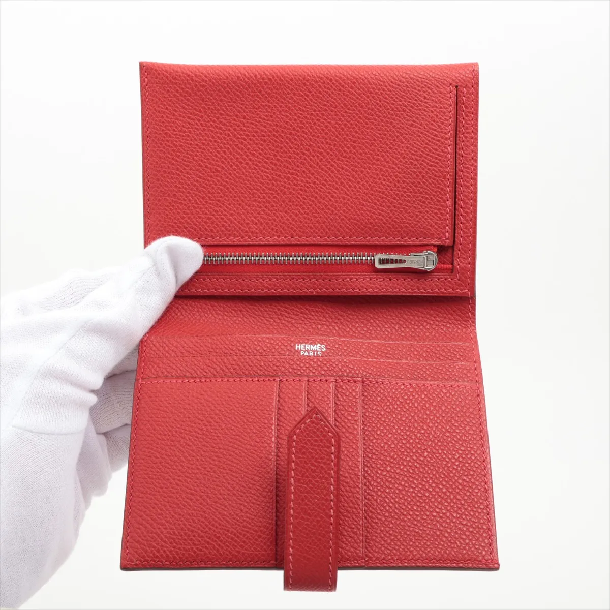 Bearn Compact Vaux Epson Compact Wallet Rouge Cazac Silver Hardware H:2004 — view 3