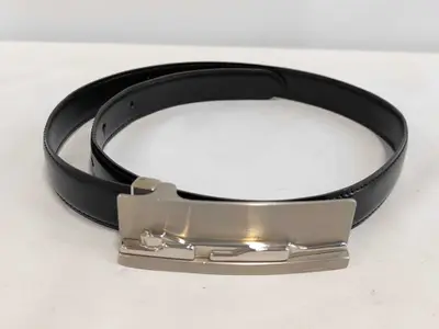 Panthère Black Silver Leather Metal Belt