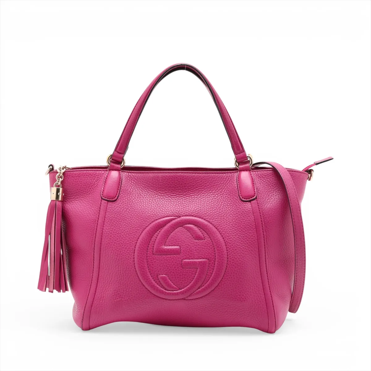 Interlocking G 369176 Leather 2-Way Handbag, Purple