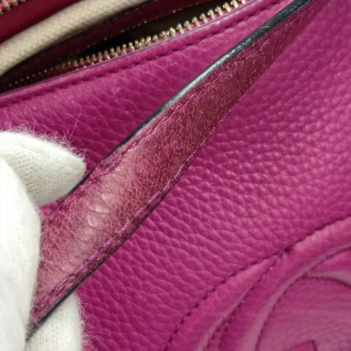 Interlocking G 369176 Leather 2-Way Handbag, Purple — view 12