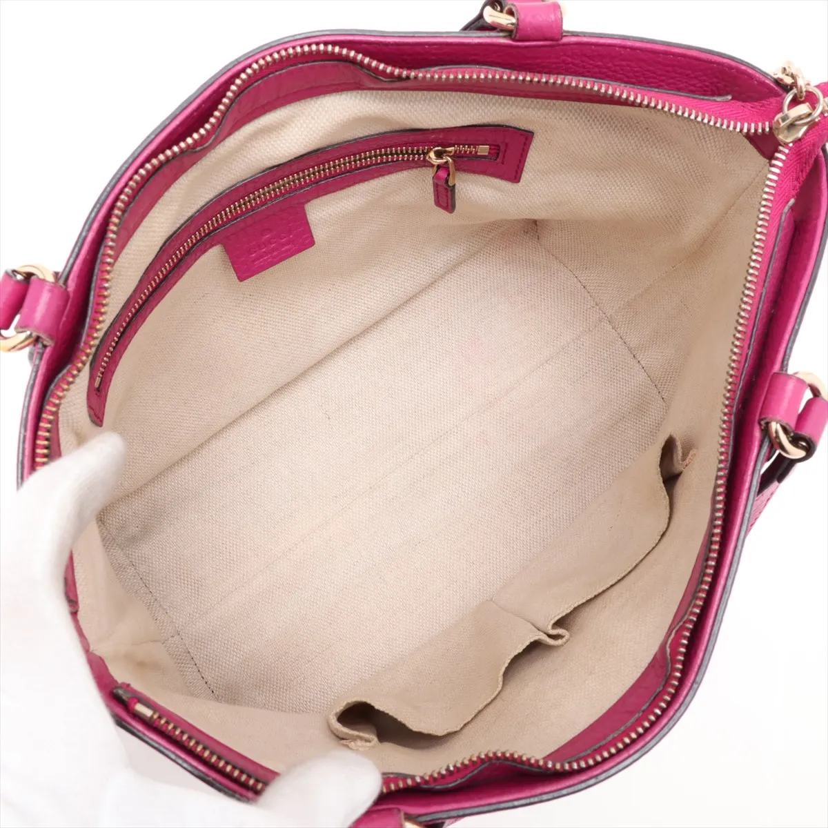 Interlocking G 369176 Leather 2-Way Handbag, Purple — view 8