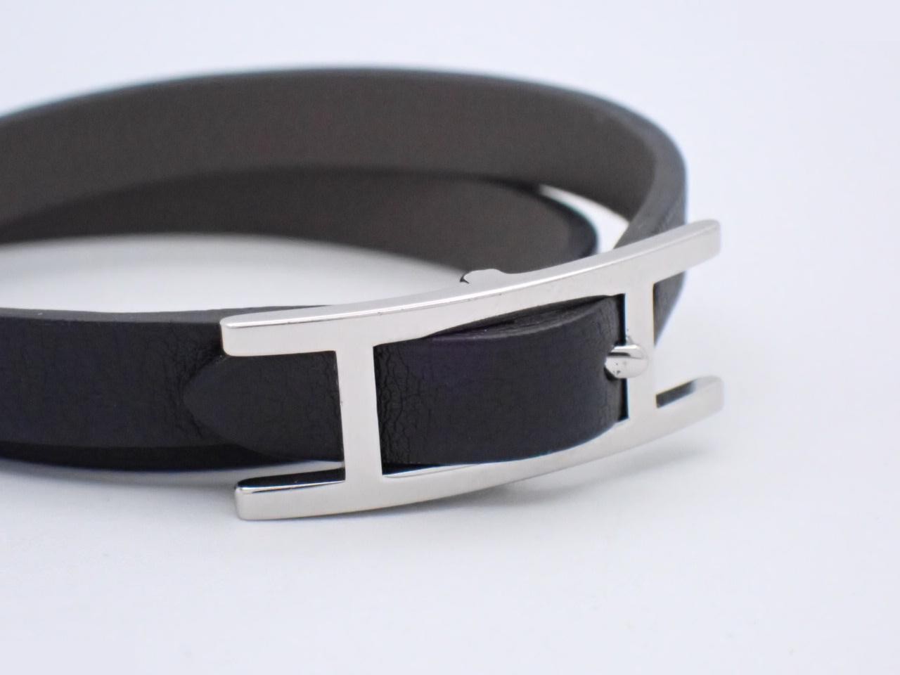 Leather bracelet, "Api 3," black, approximately 36cm in length. — view 3