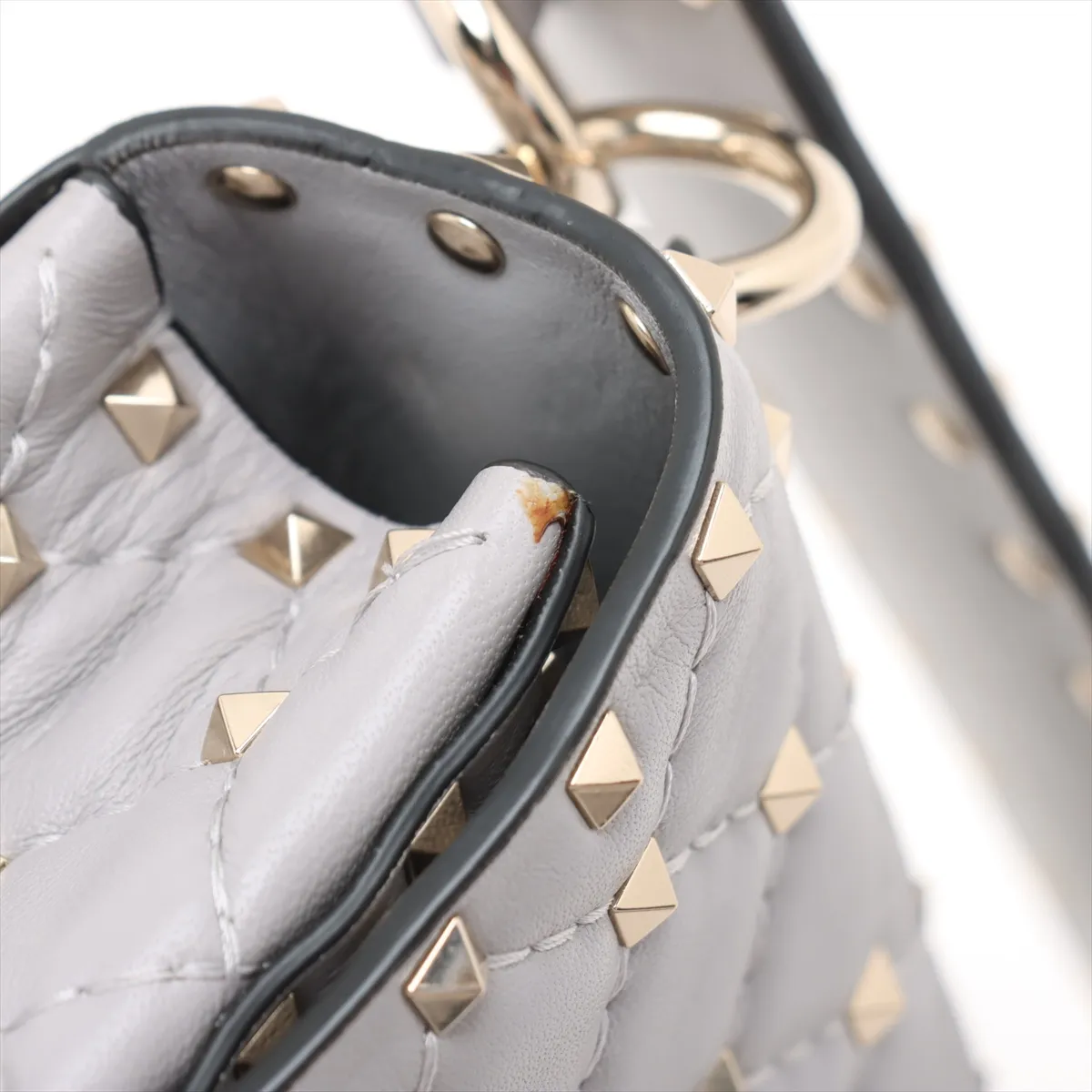 Rockstud Leather 2WAY Handbag Gray — view 12