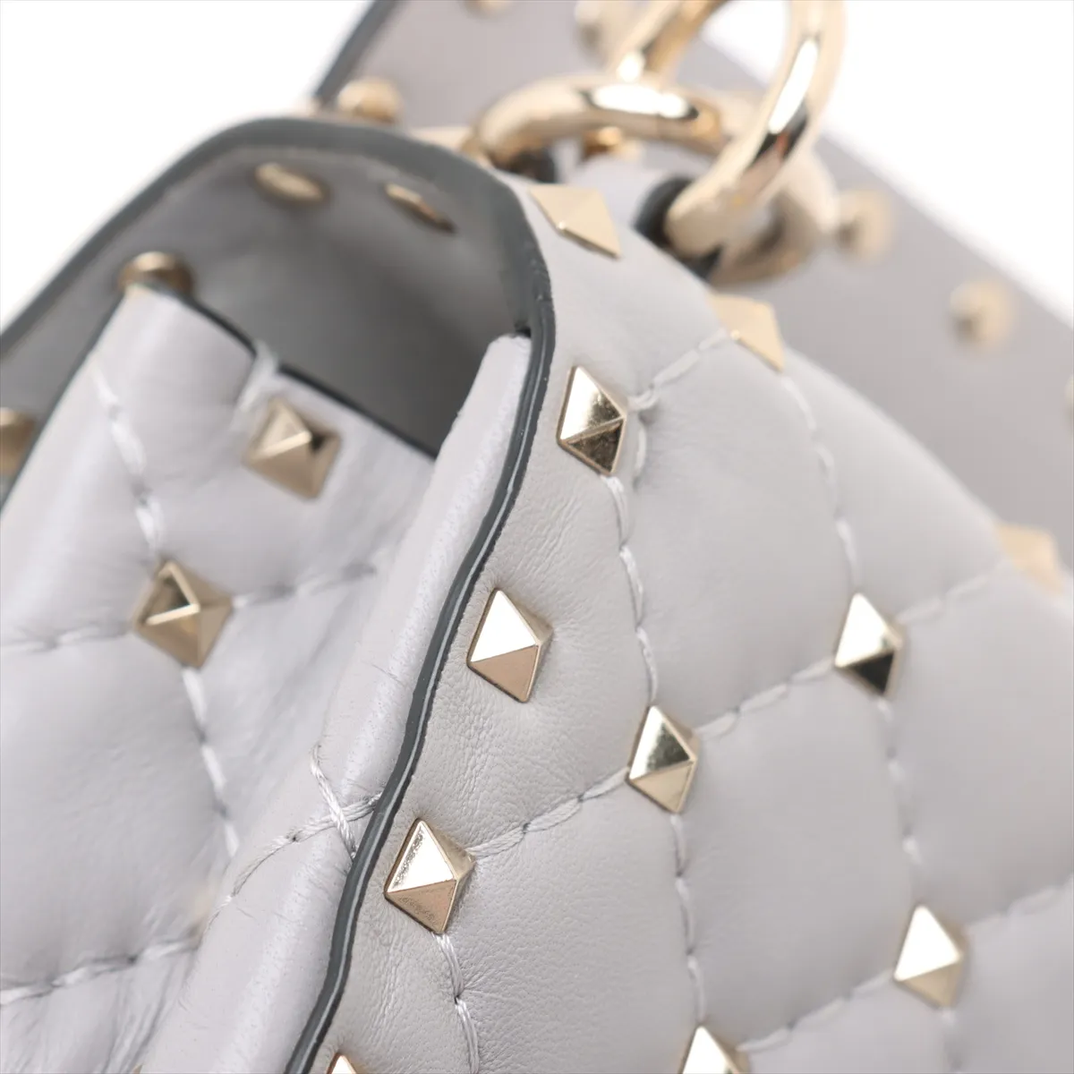 Rockstud Leather 2WAY Handbag Gray — view 13