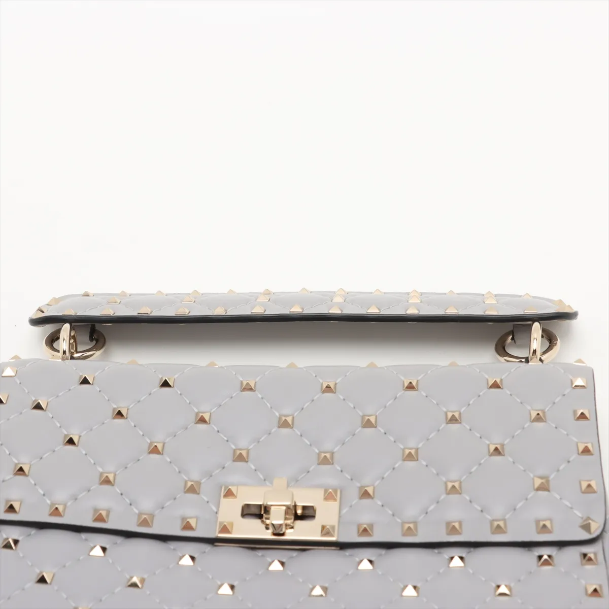 Rockstud Leather 2WAY Handbag Gray — view 6