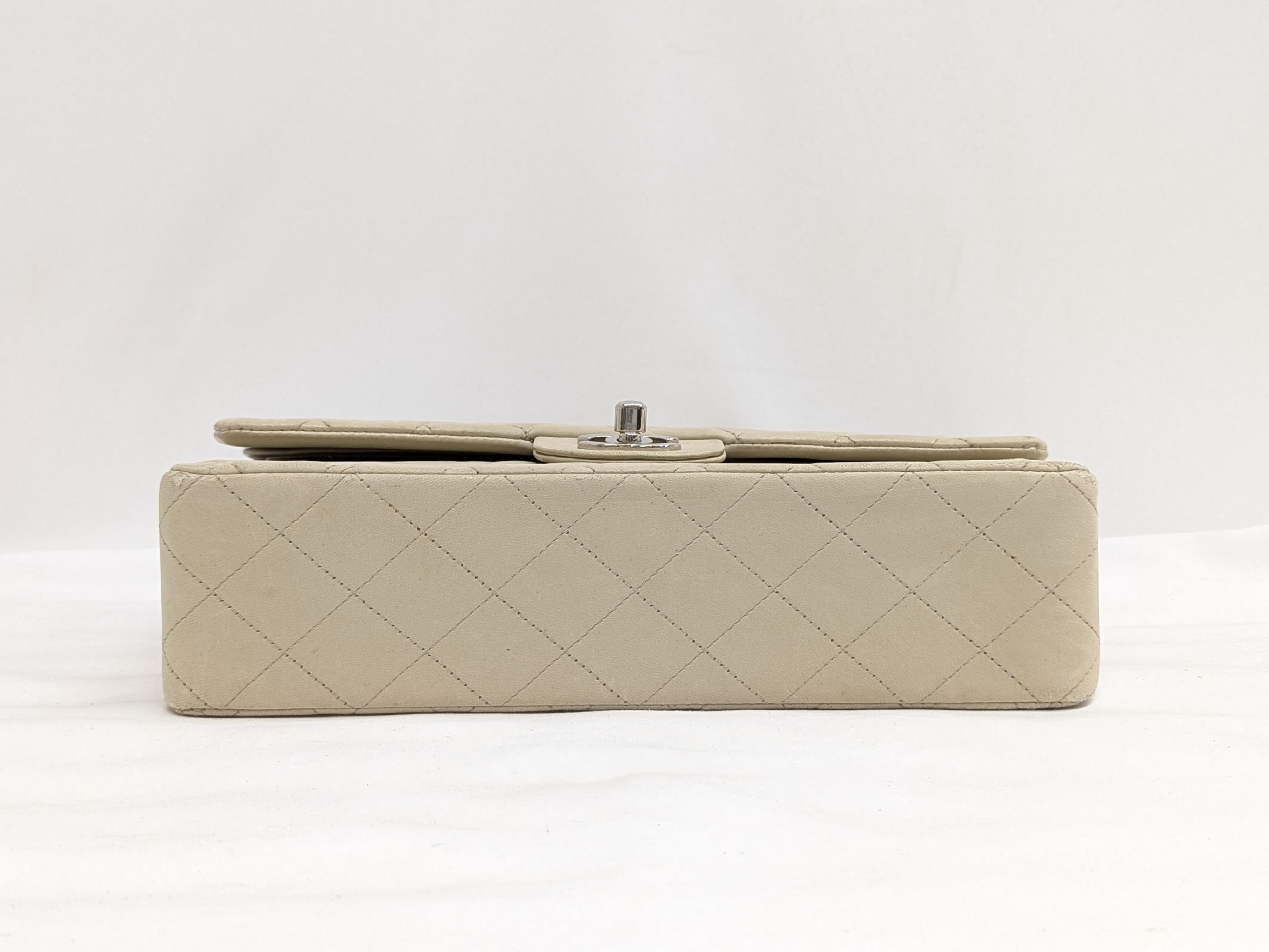 Lambskin Double Flap Shoulder Bag, Size 25, Gray, Series 5 — view 5