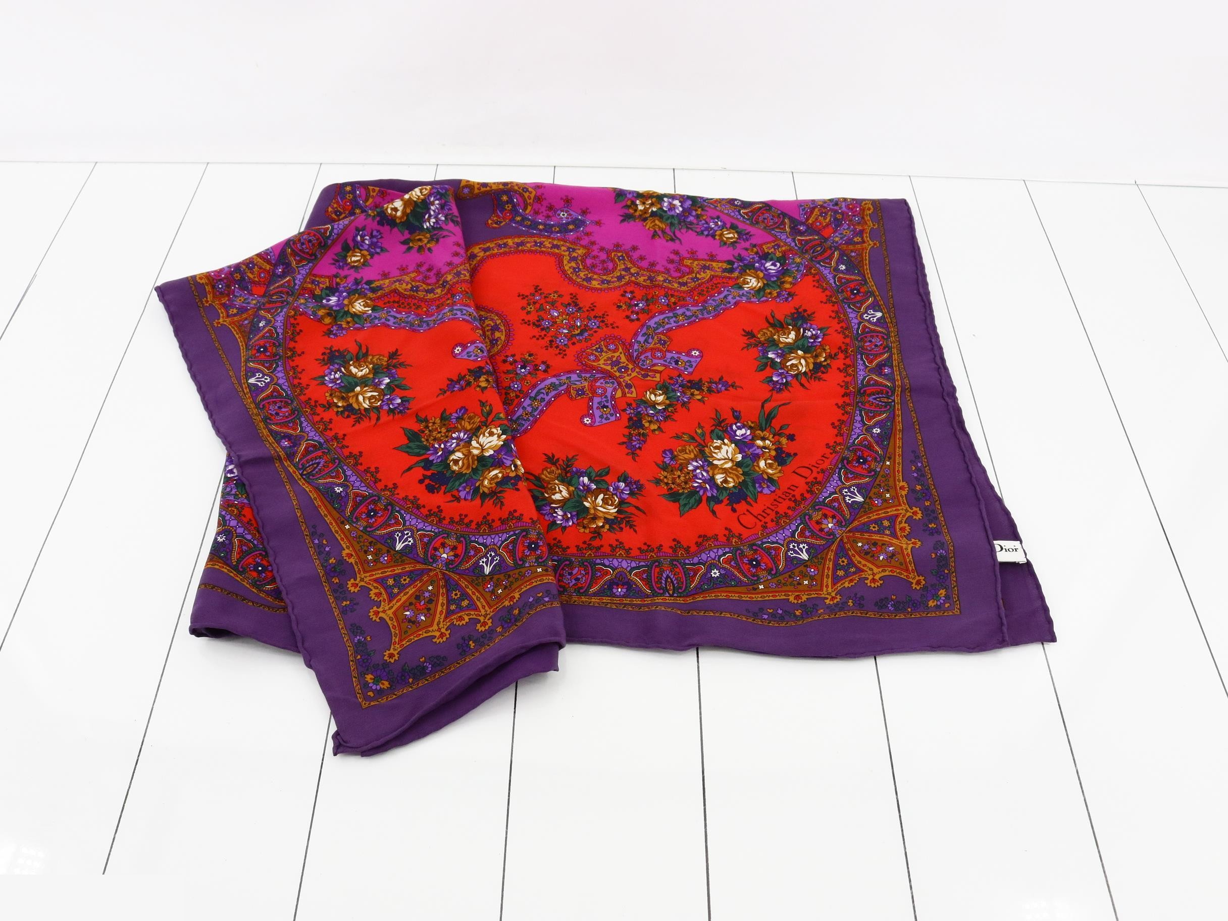 silk scarf, red-purple — view 3