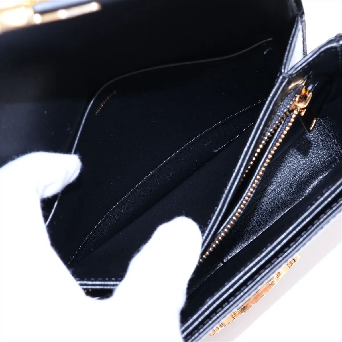 Triomphe Teen Leather Shoulder Bag, Black — view 9
