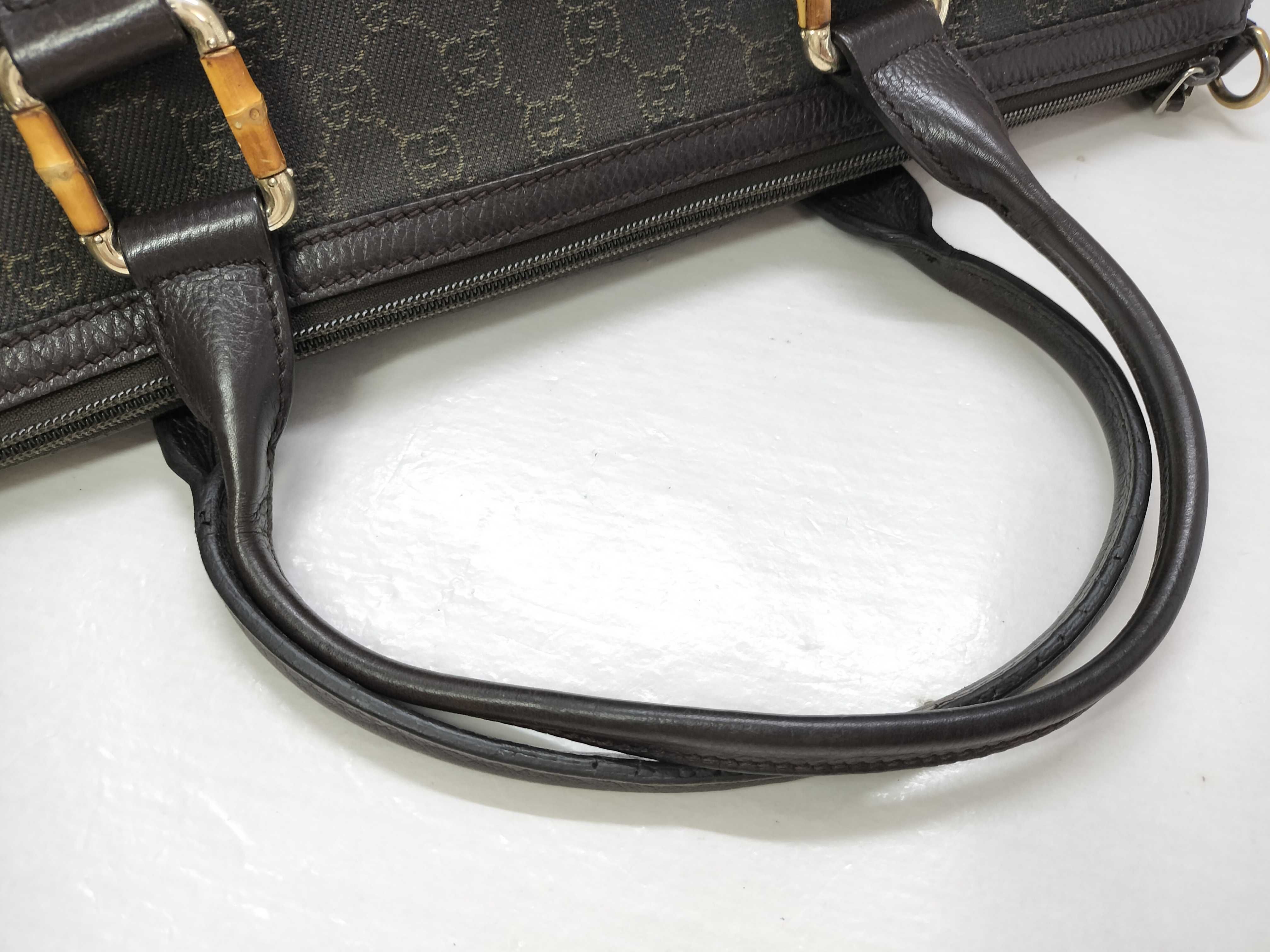 Bamboo Black Leather GG Monogram Bamboo Handle Bag Tote Bag — view 3