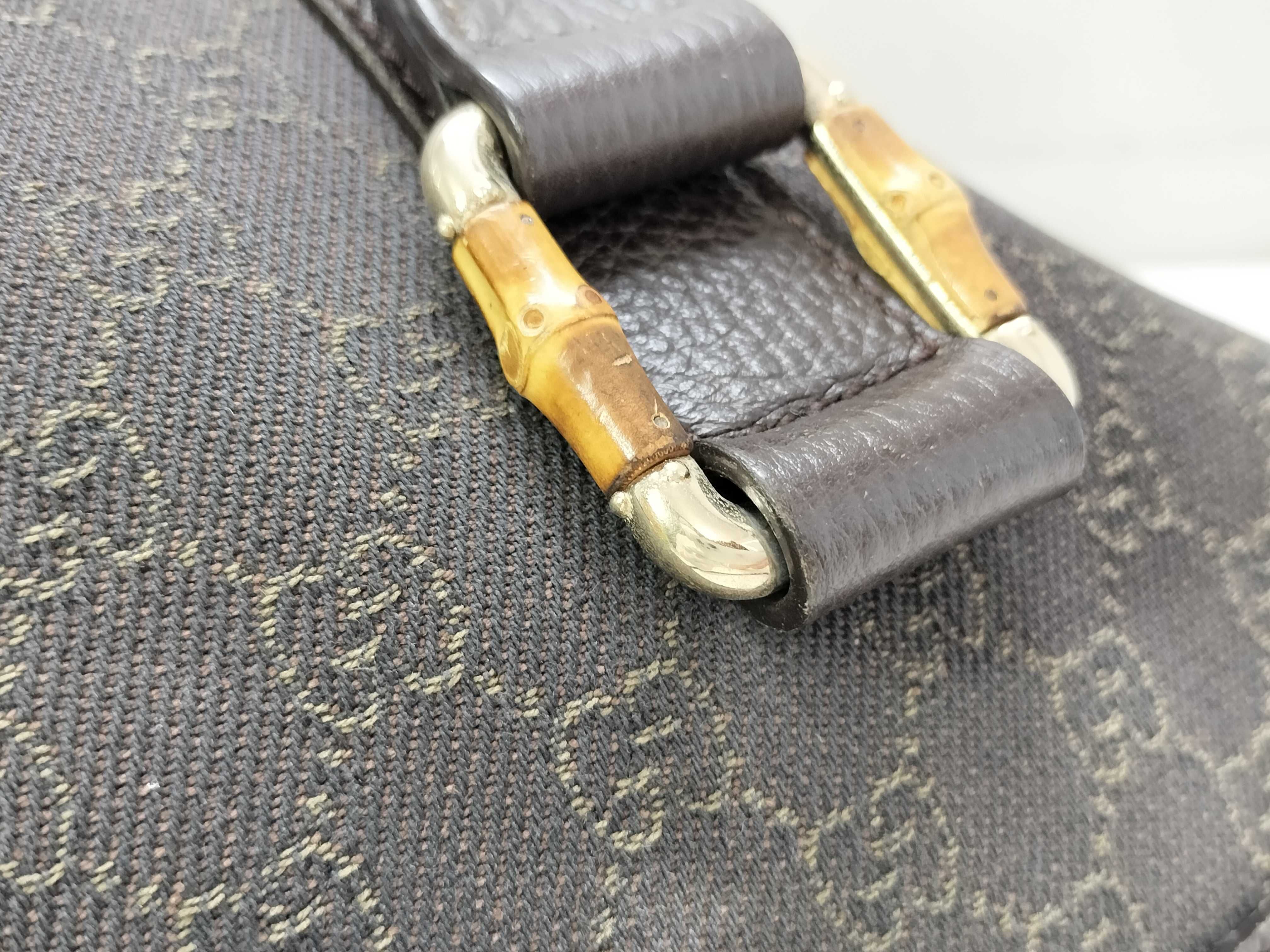 Bamboo Black Leather GG Monogram Bamboo Handle Bag Tote Bag — view 5