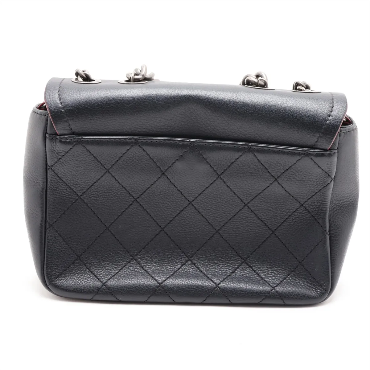 Matelassé Leather Single Flap Double Chain Bag, Black with Gunmetal Hardware, 24930057, Serial Number 24 — view 2