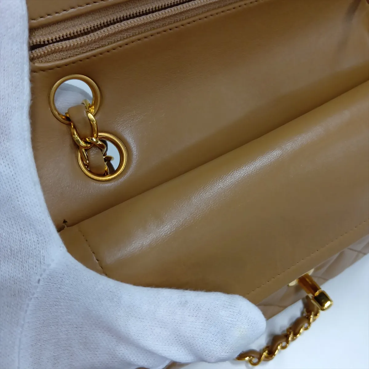 [Individually packaged] Chanel Matelassé 23 Small Lambskin Double Flap Double Chain Bag, Brown with Gold Hardware, 3614215, Series 3 — view 14