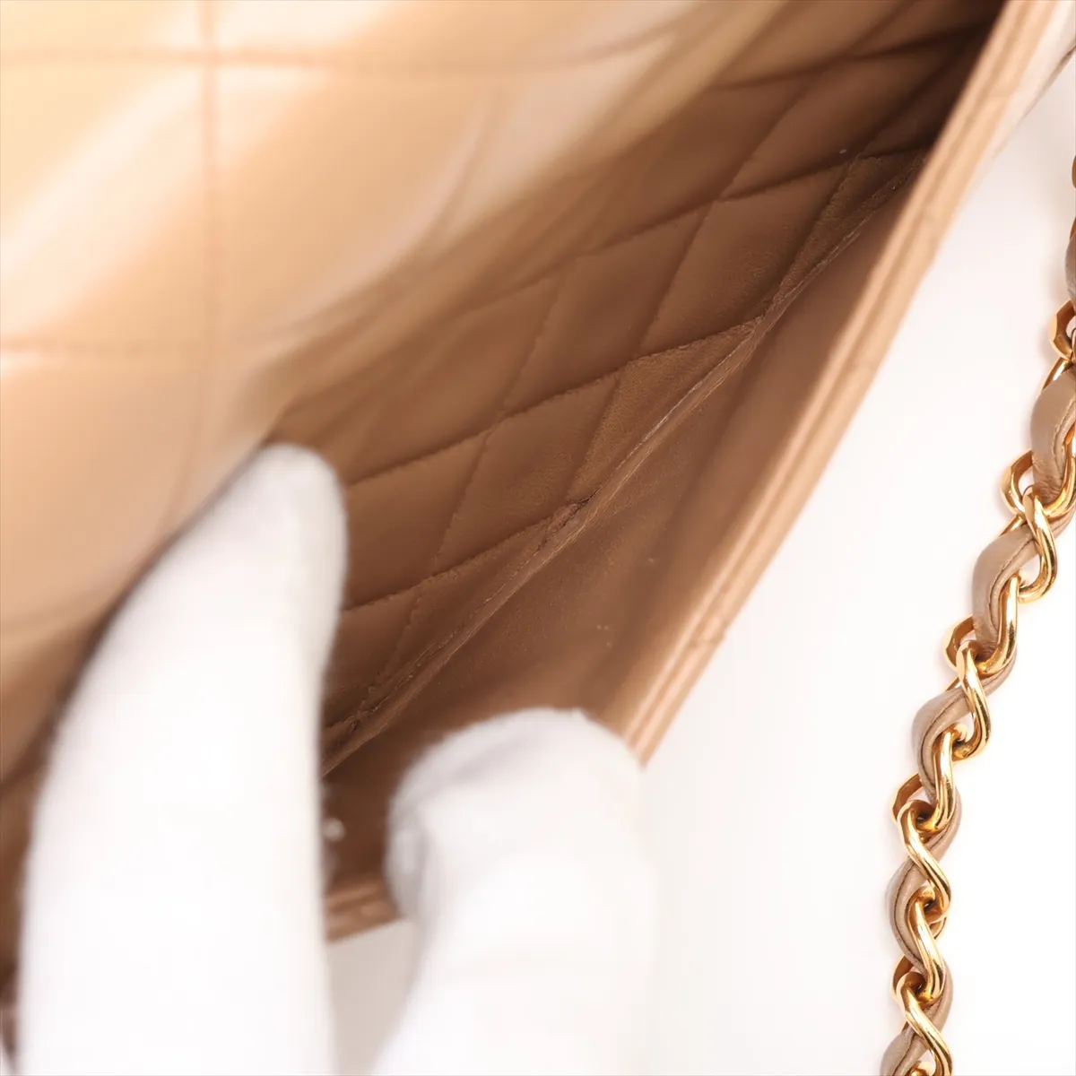 [Individually packaged] Chanel Matelassé 23 Small Lambskin Double Flap Double Chain Bag, Brown with Gold Hardware, 3614215, Series 3 — view 10