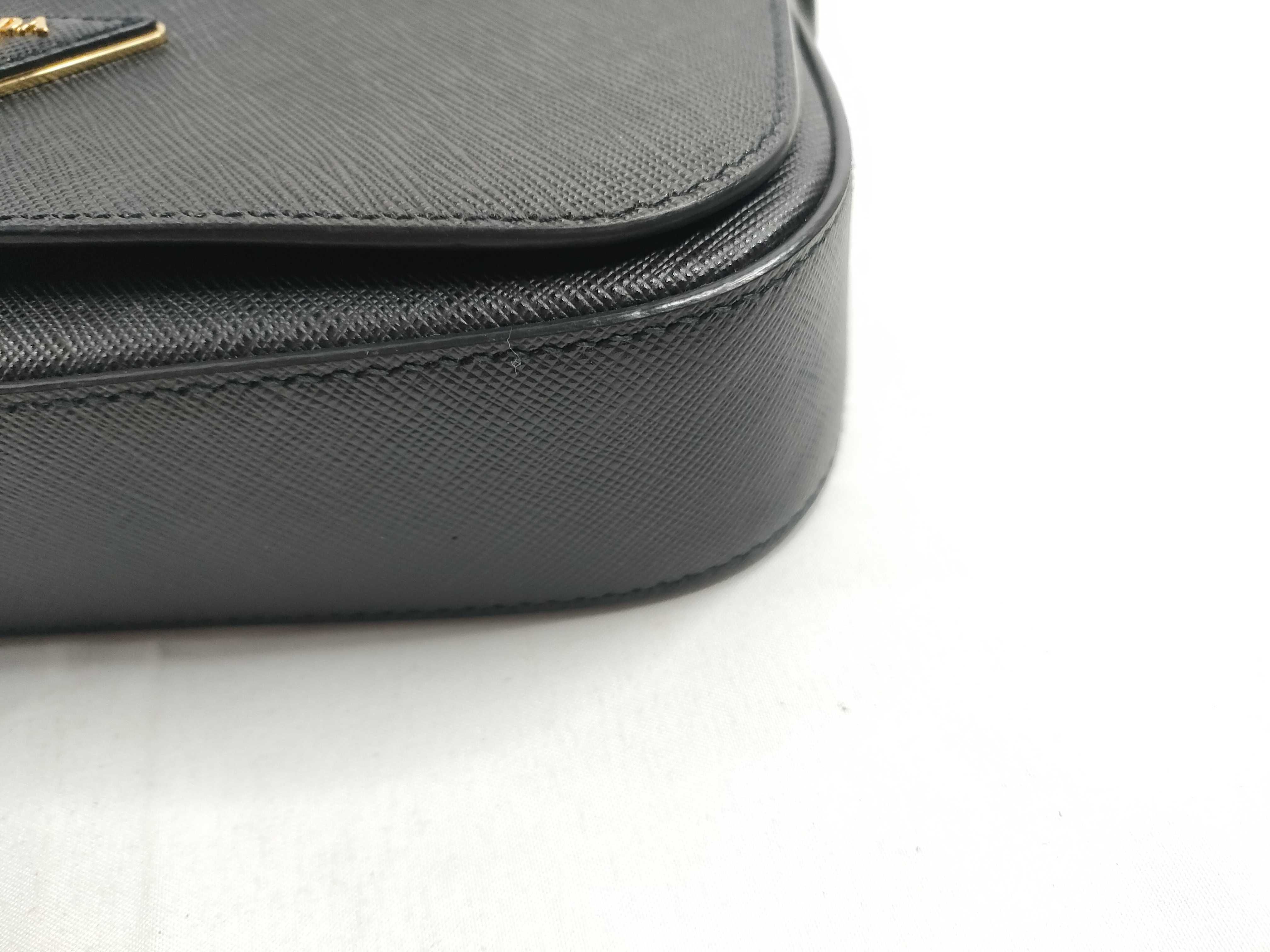 Saffiano Leather Shoulder Bag with Short Strap, Black, 1BD325 — view 5