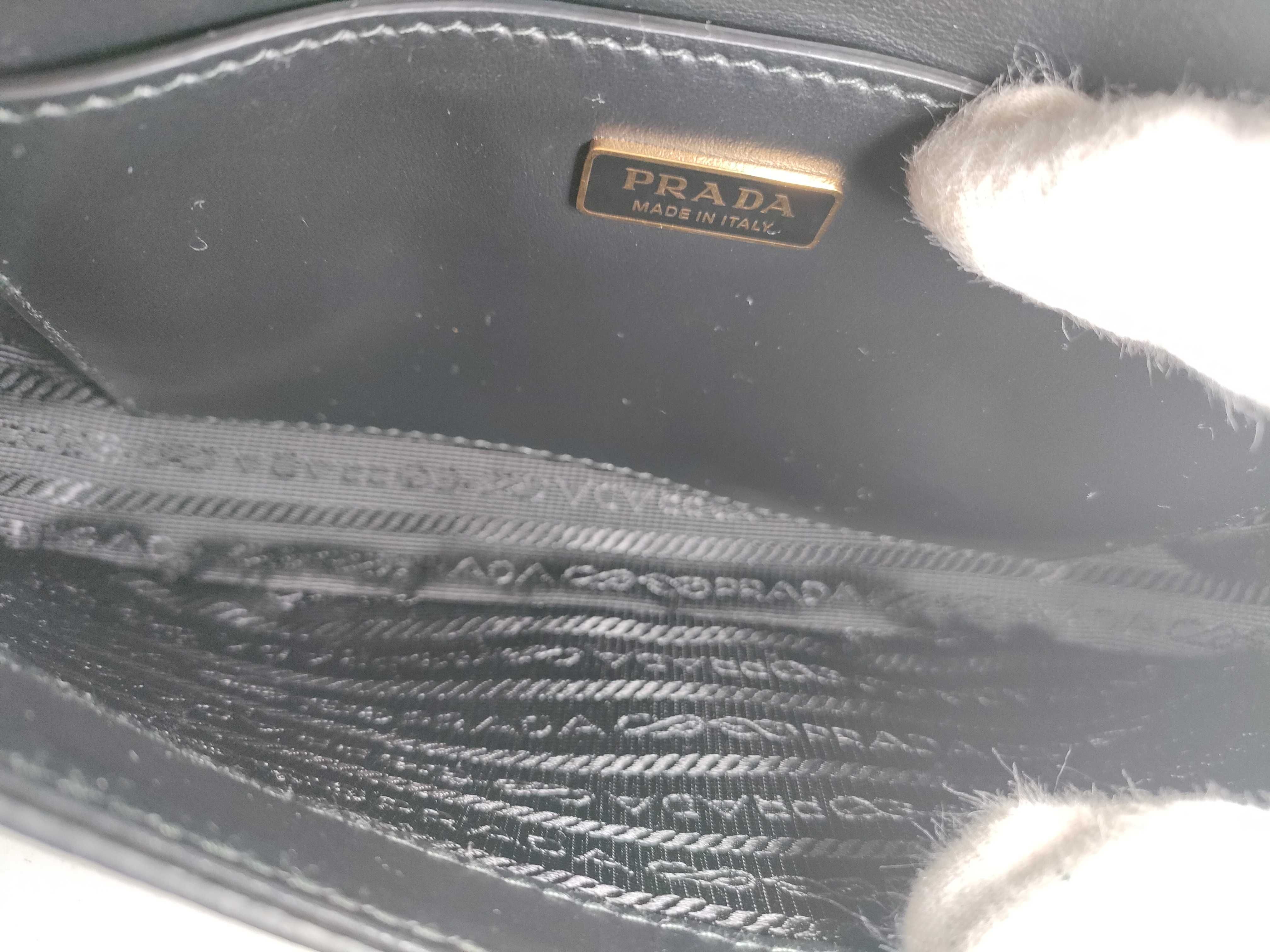 Saffiano Leather Shoulder Bag with Short Strap, Black, 1BD325 — view 10