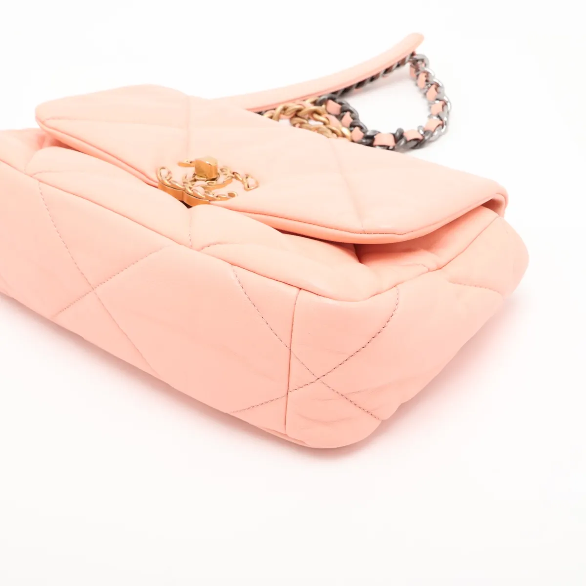 19 Lambskin Chain Shoulder Bag Pink Gold x Silver Hardware L7L92UAC Random Plate AS1160 — view 3