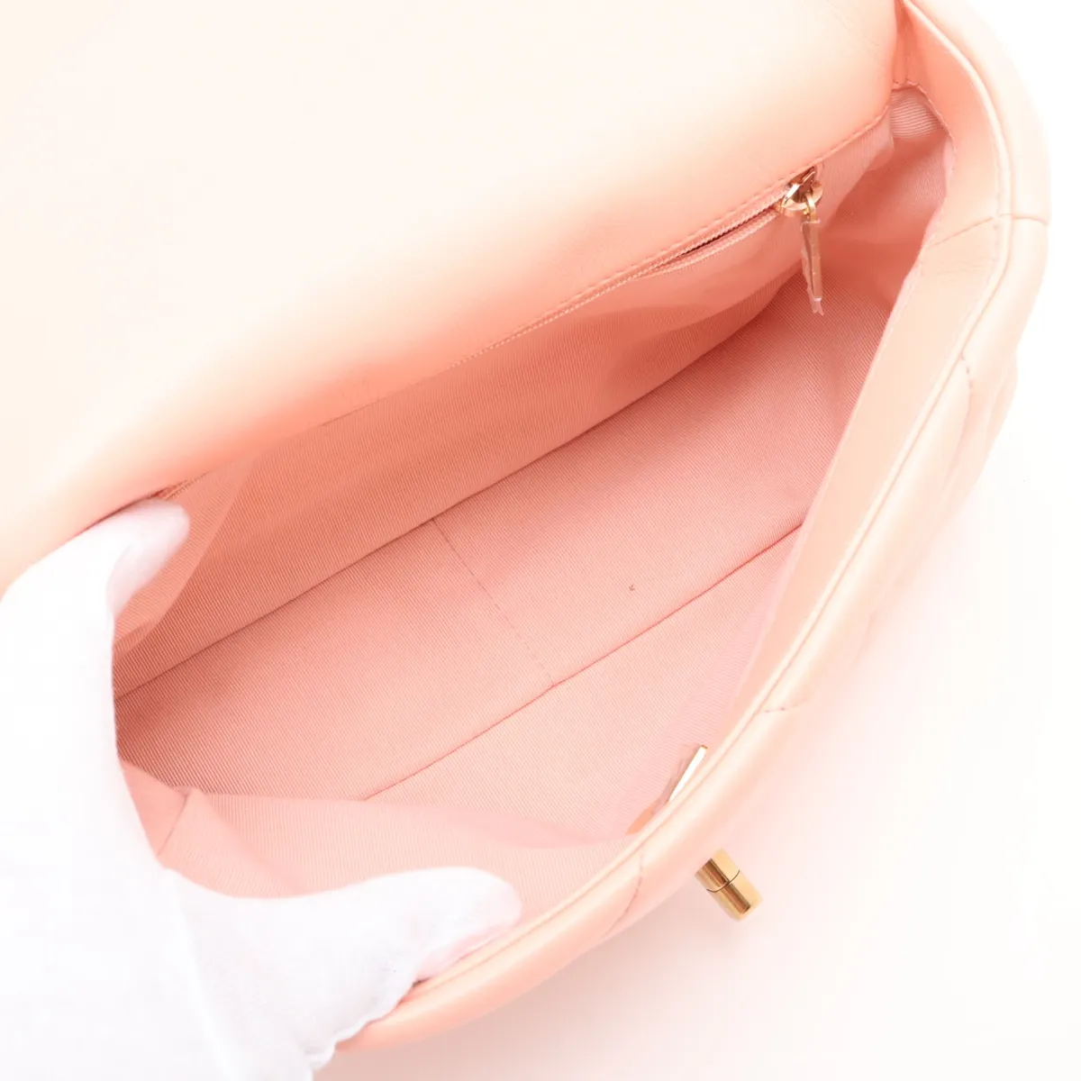 19 Lambskin Chain Shoulder Bag Pink Gold x Silver Hardware L7L92UAC Random Plate AS1160 — view 8