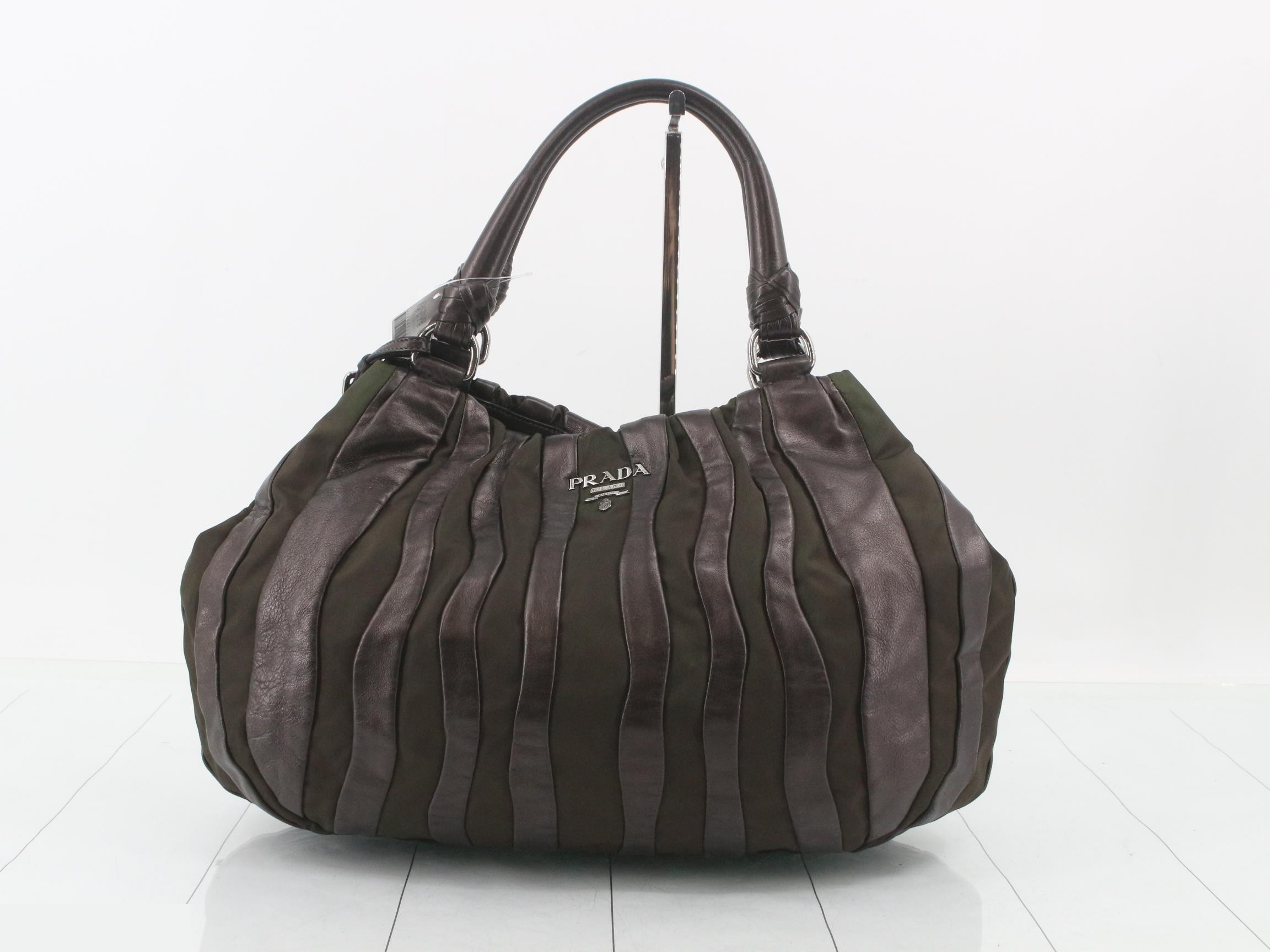 Crimson striped handbag