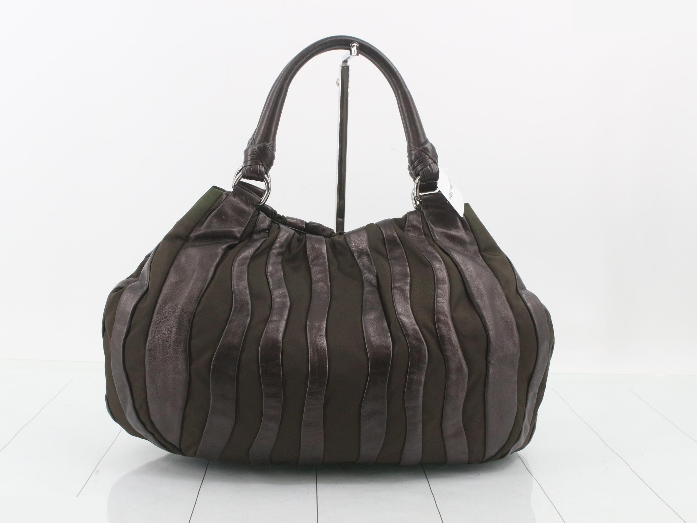 Crimson striped handbag — view 2