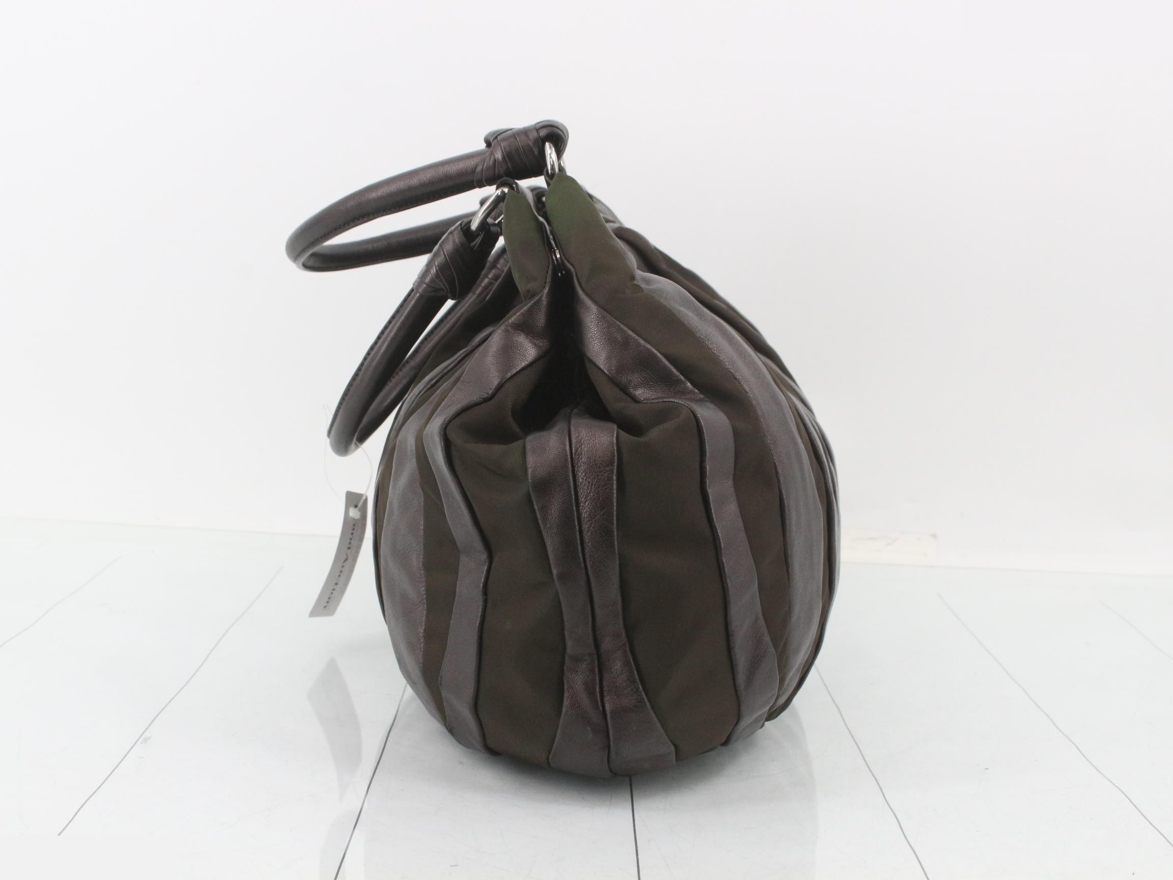 Crimson striped handbag — view 3