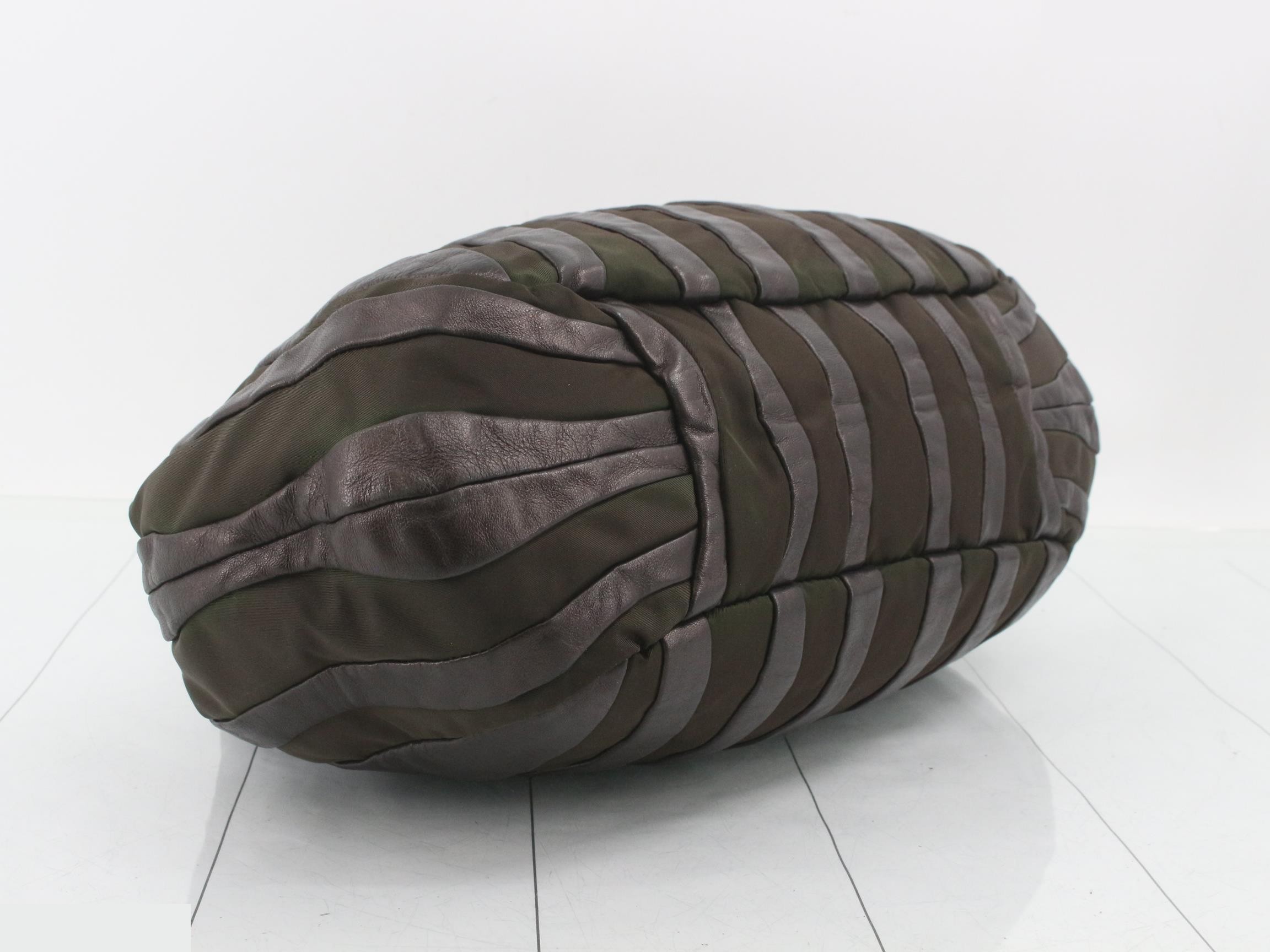 Crimson striped handbag — view 5