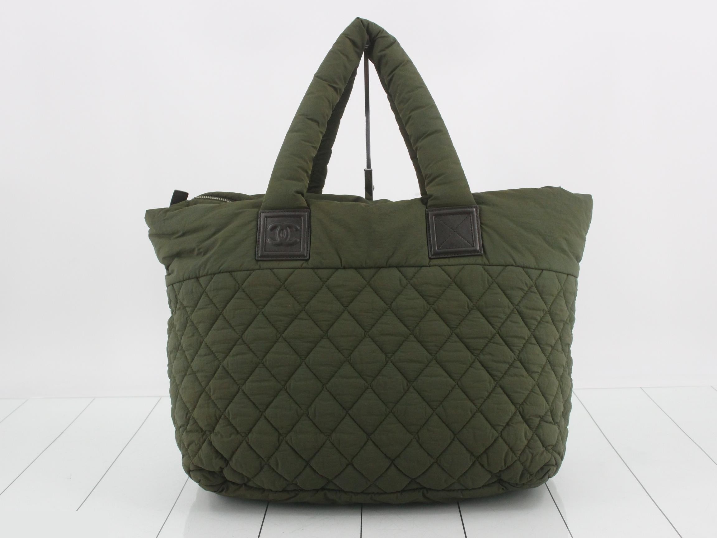 Coco Cocoon Nylon Tote Bag, Khaki — view 2