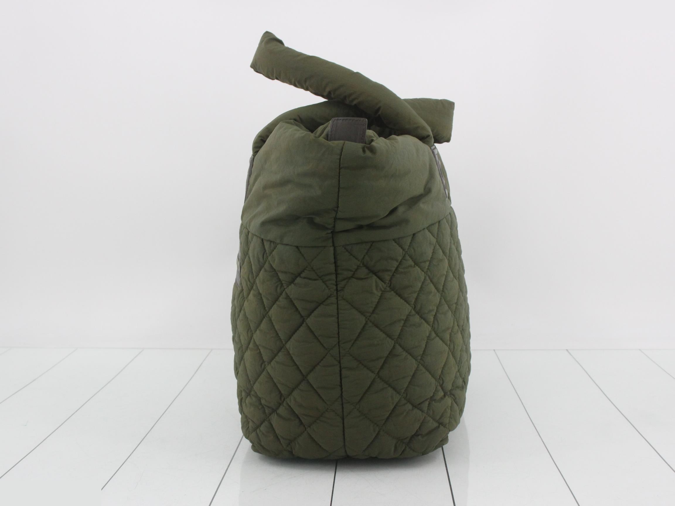 Coco Cocoon Nylon Tote Bag, Khaki — view 3
