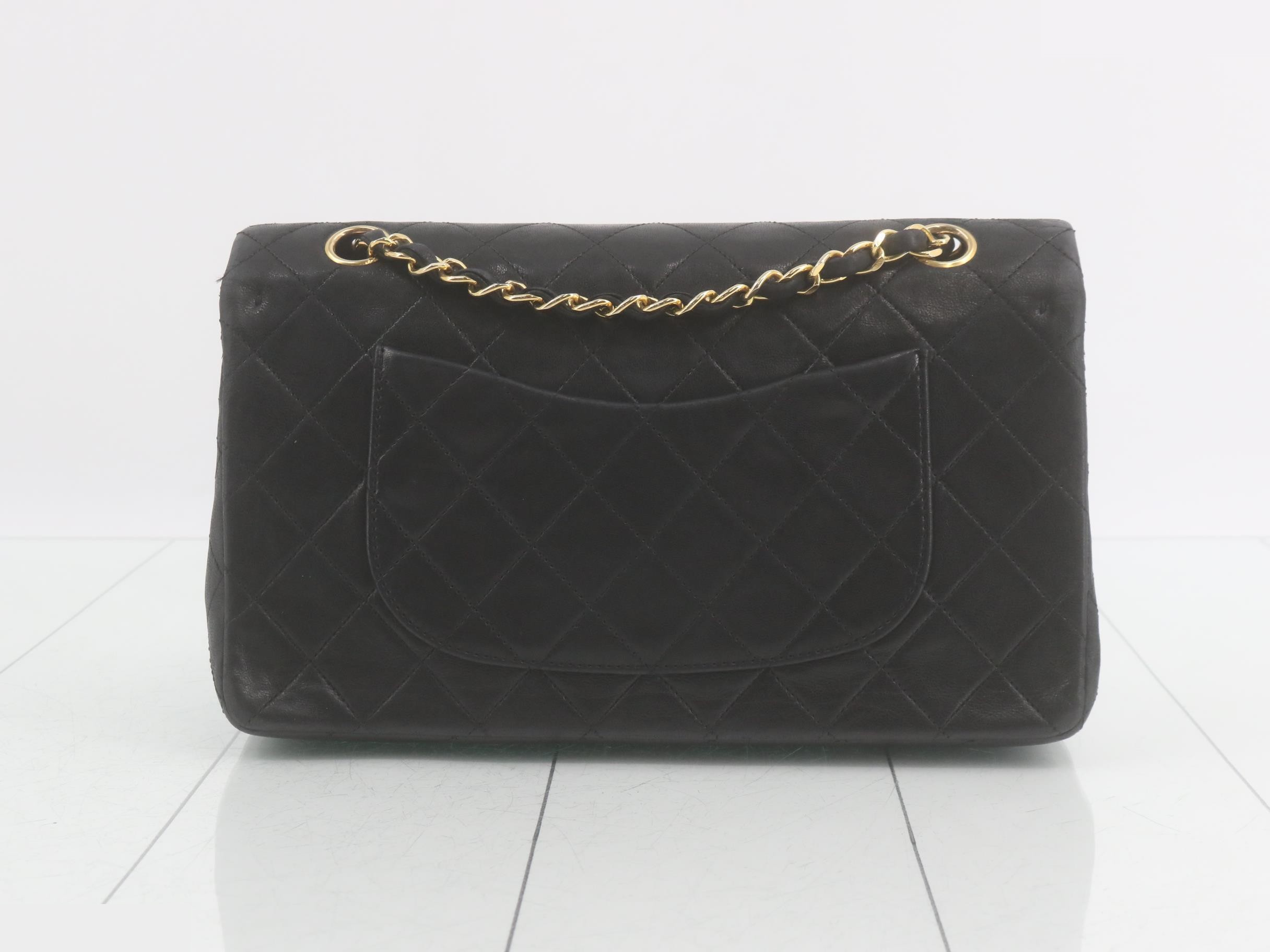 Matelassé Lambskin Double Flap Shoulder Bag, Black — view 2