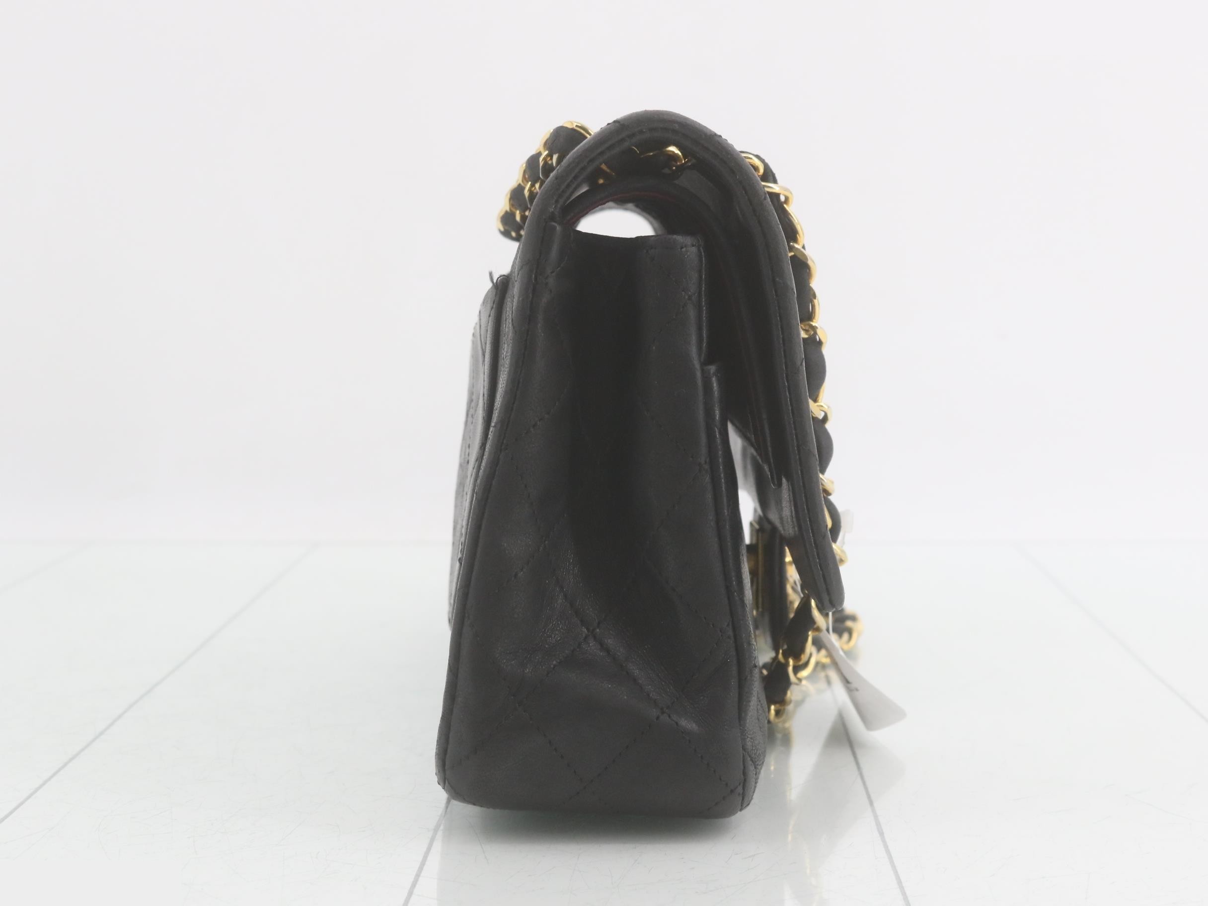 Matelassé Lambskin Double Flap Shoulder Bag, Black — view 4