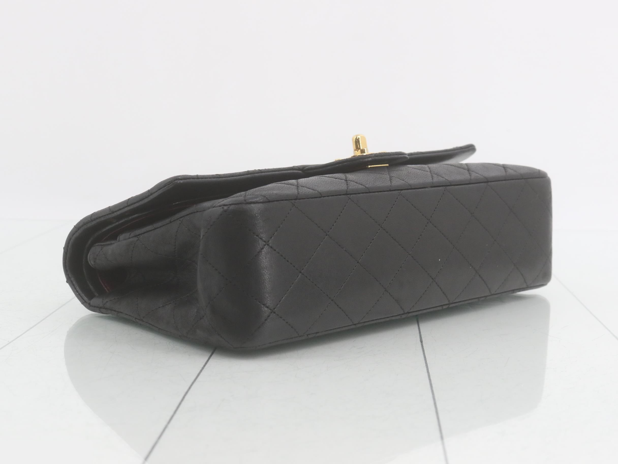 Matelassé Lambskin Double Flap Shoulder Bag, Black — view 5