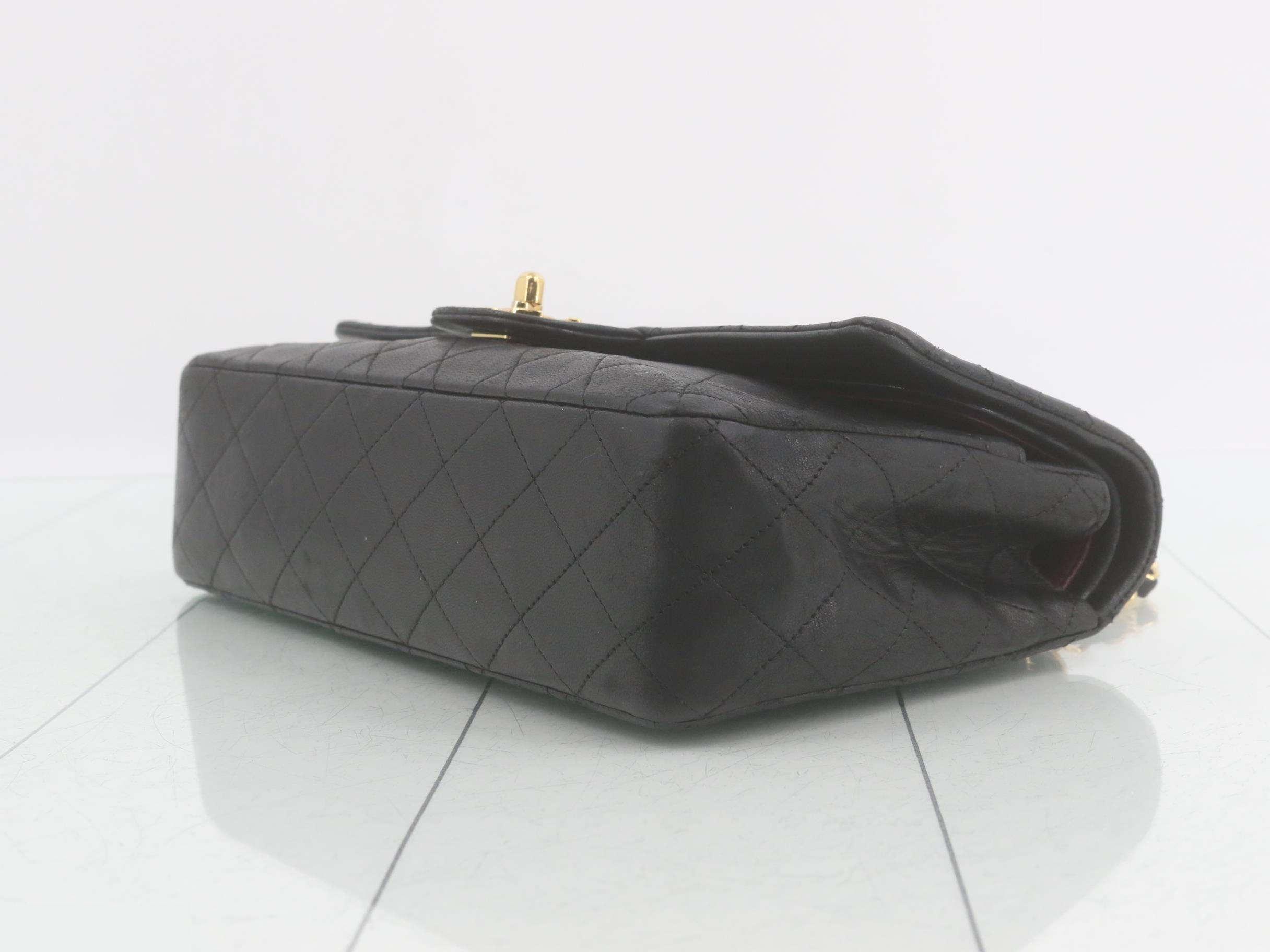 Matelassé Lambskin Double Flap Shoulder Bag, Black — view 6