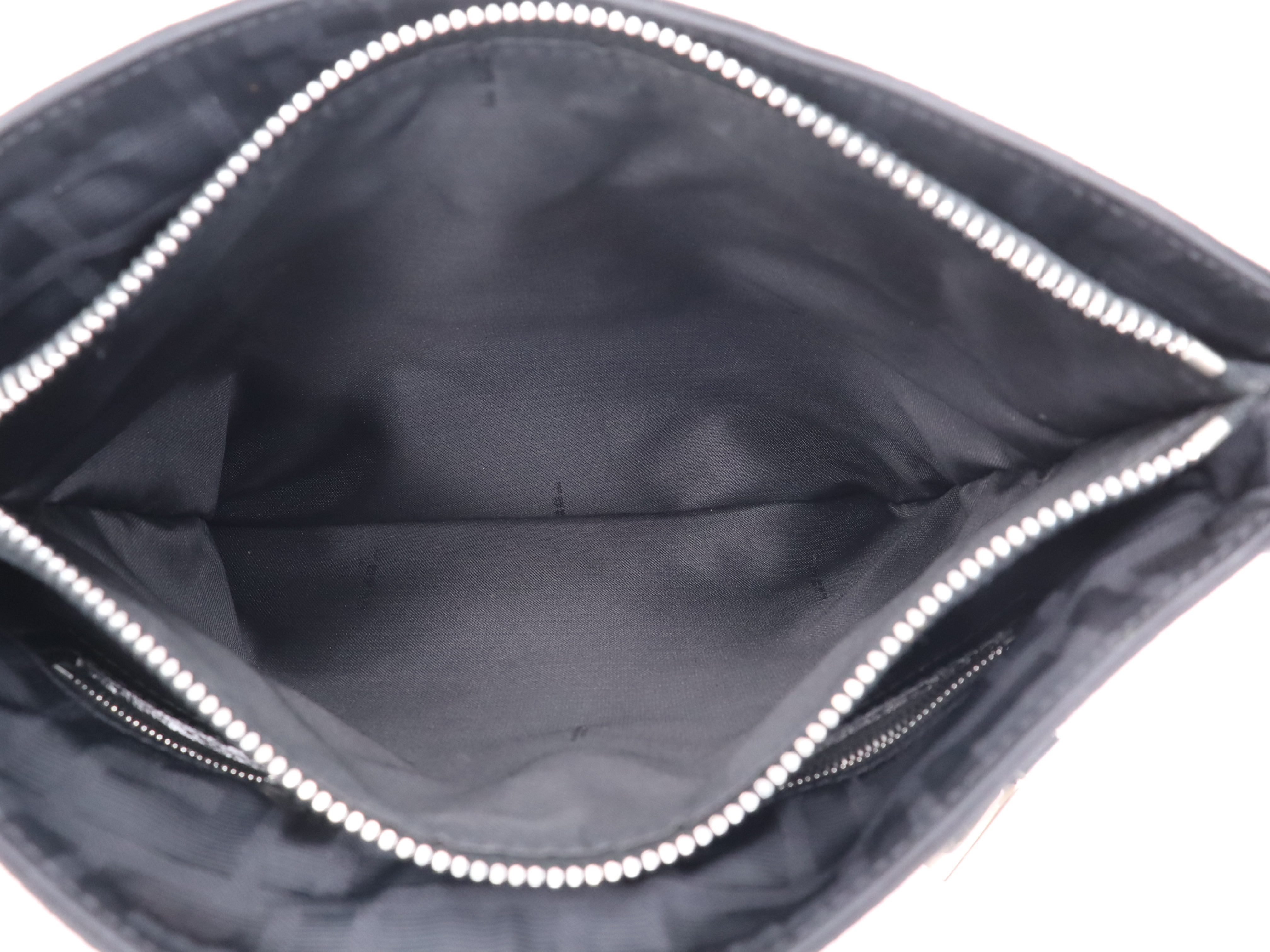 Nylon Shoulder Bag, Black, Silver Hardware, Handbag — view 12