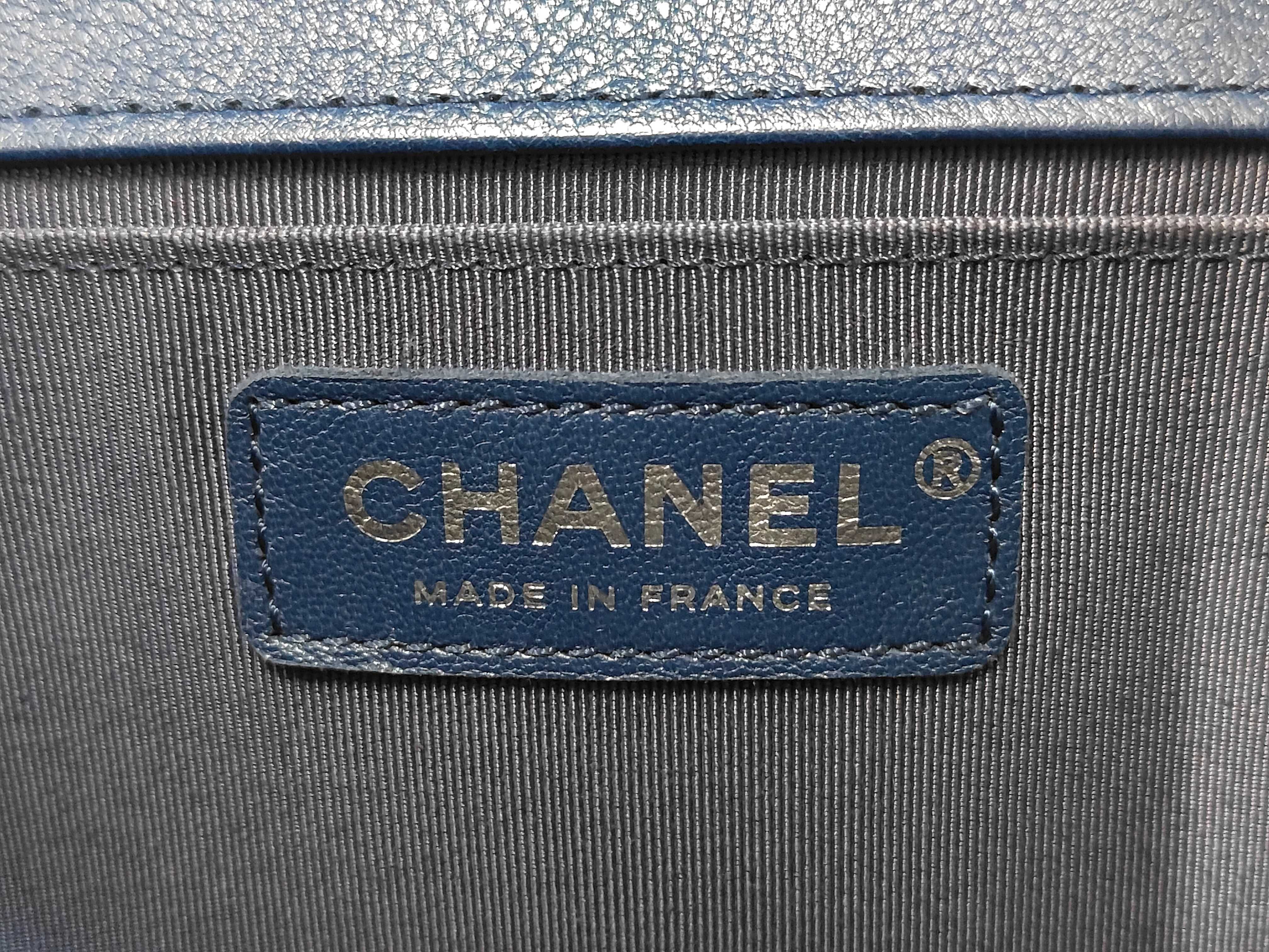 Boy Chanel Chain Shoulder Bag, Lambskin, Navy, Ruthenium Hardware — view 10