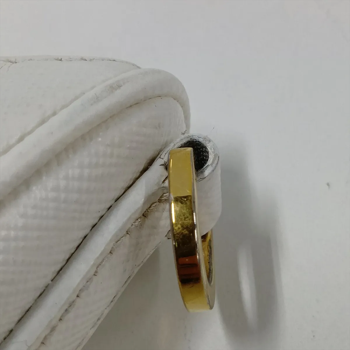 Saffiano Leather Shoulder Bag, White — view 11