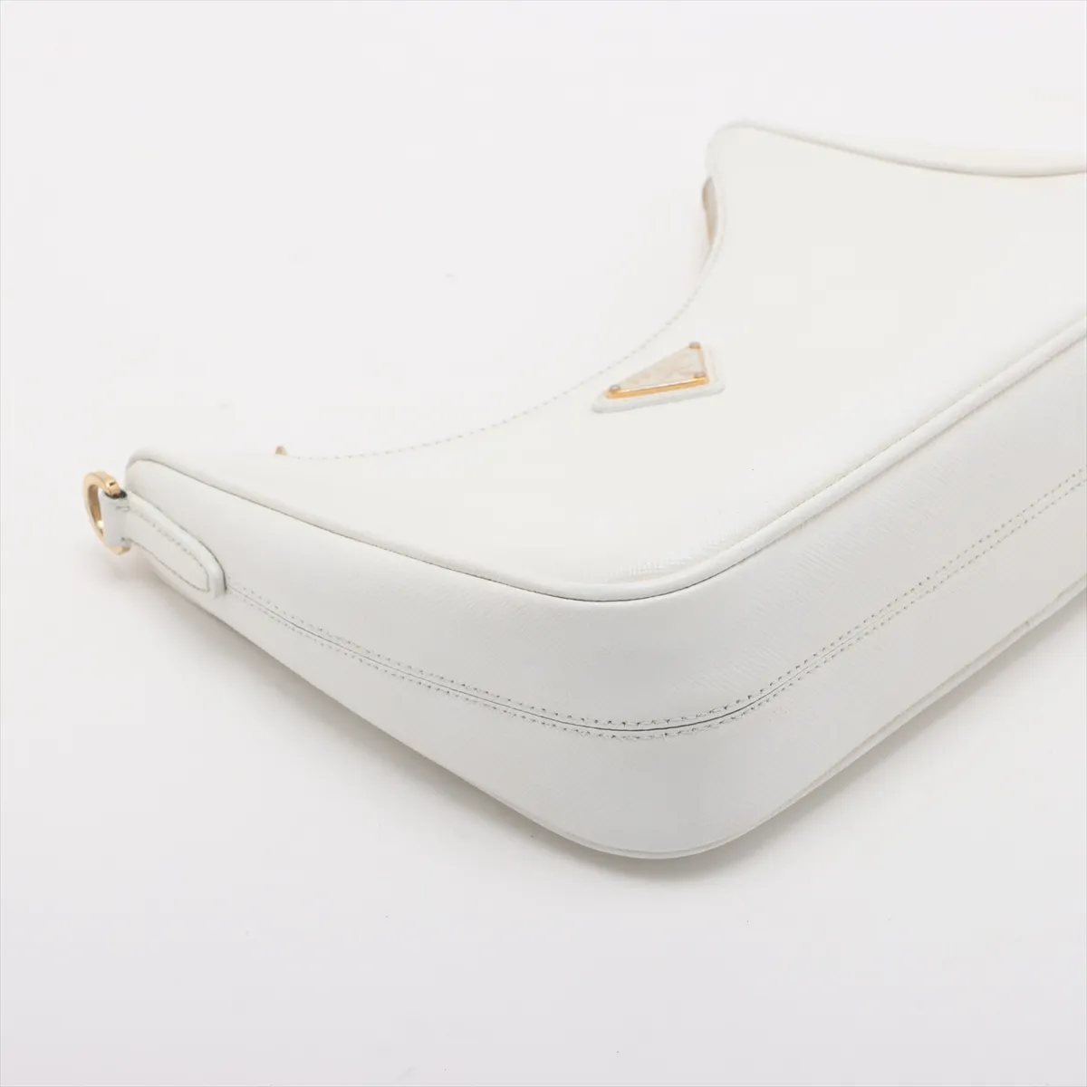 Saffiano Leather Shoulder Bag, White — view 4