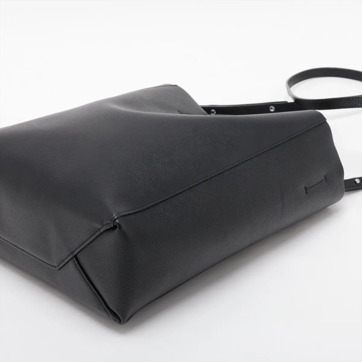 Vertical Cabas Small Leather 2-Way Tote Bag, Black — view 3
