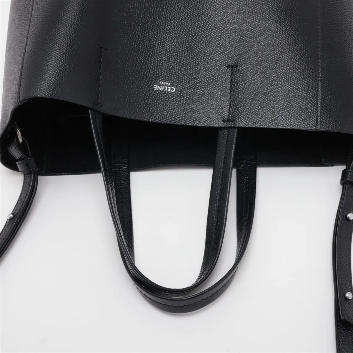 Vertical Cabas Small Leather 2-Way Tote Bag, Black — view 5