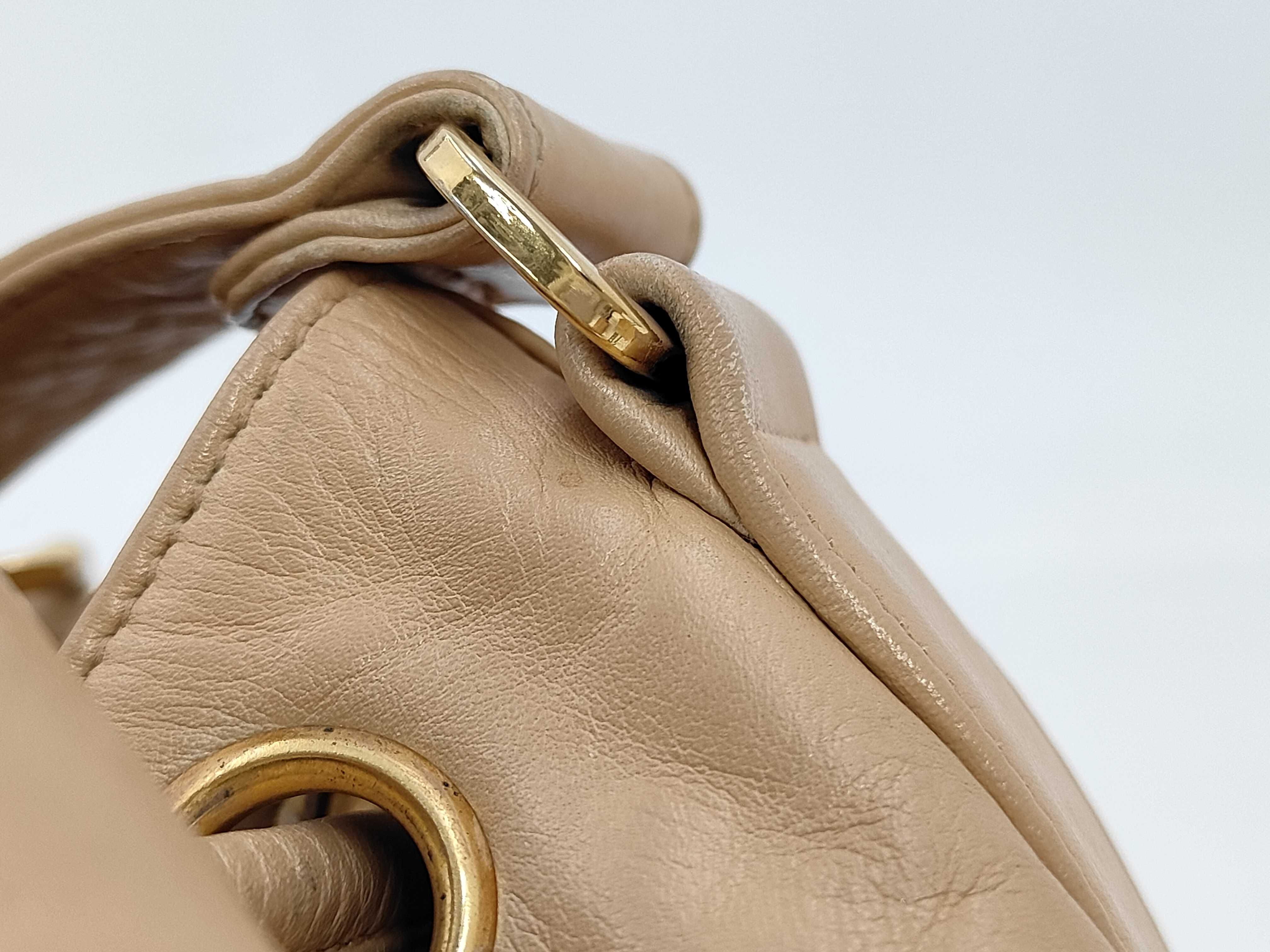PH- Drawstring Shoulder Bag Beige Leather Shoulder Bag — view 3