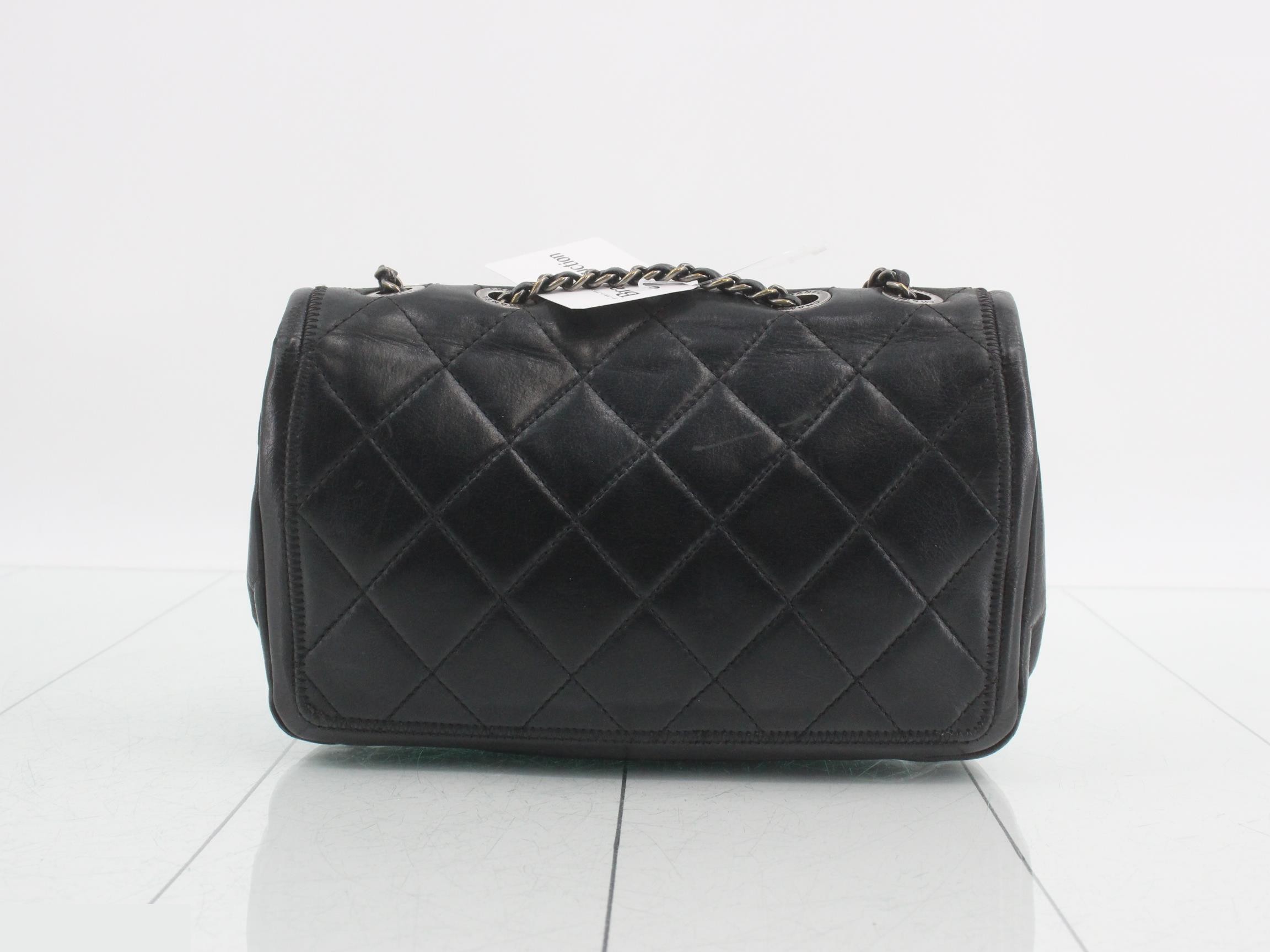 Leather Turnlock Double Chain Shoulder Bag — view 2