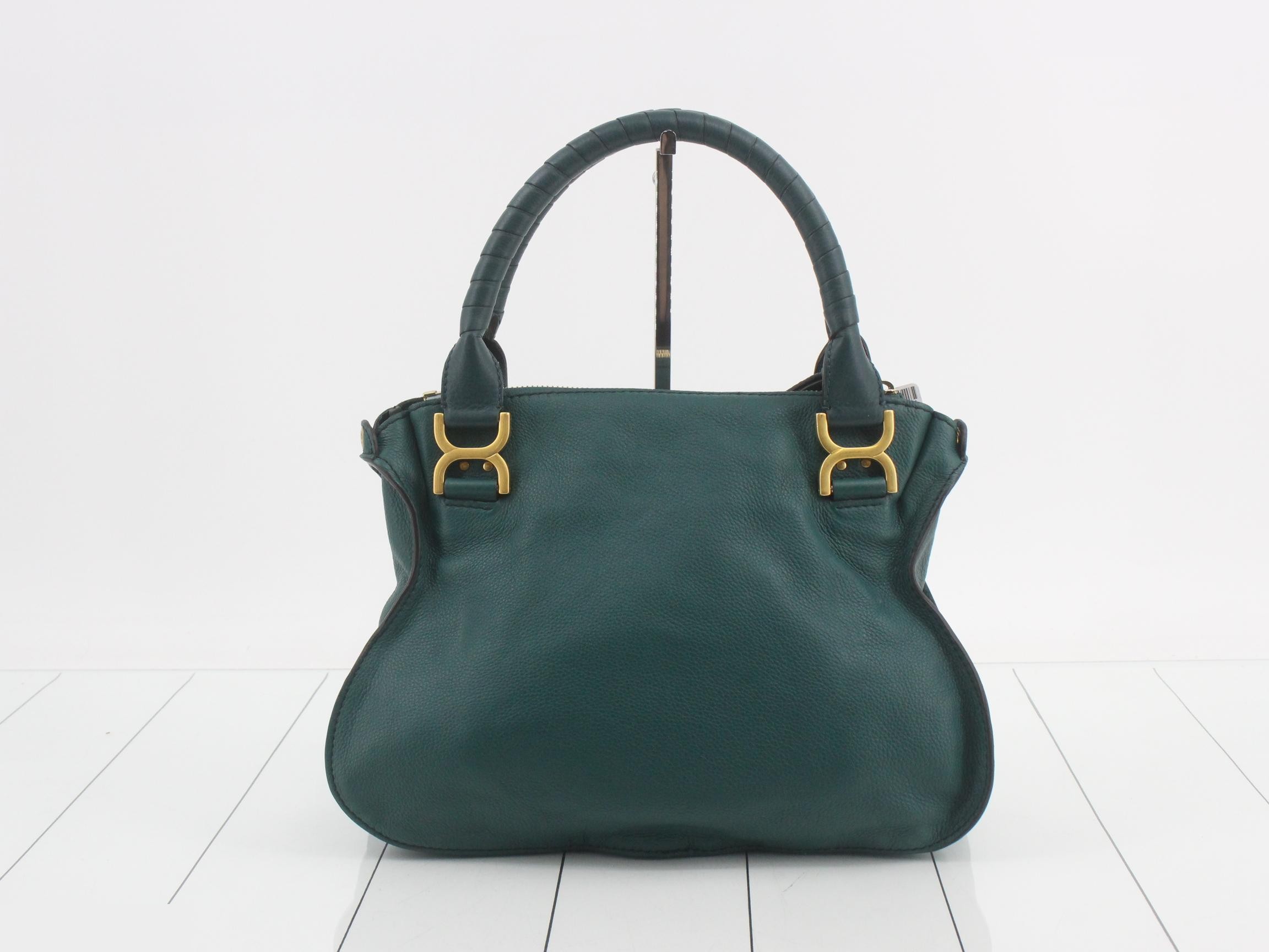 Marcy Leather Tote Bag, Green — view 2