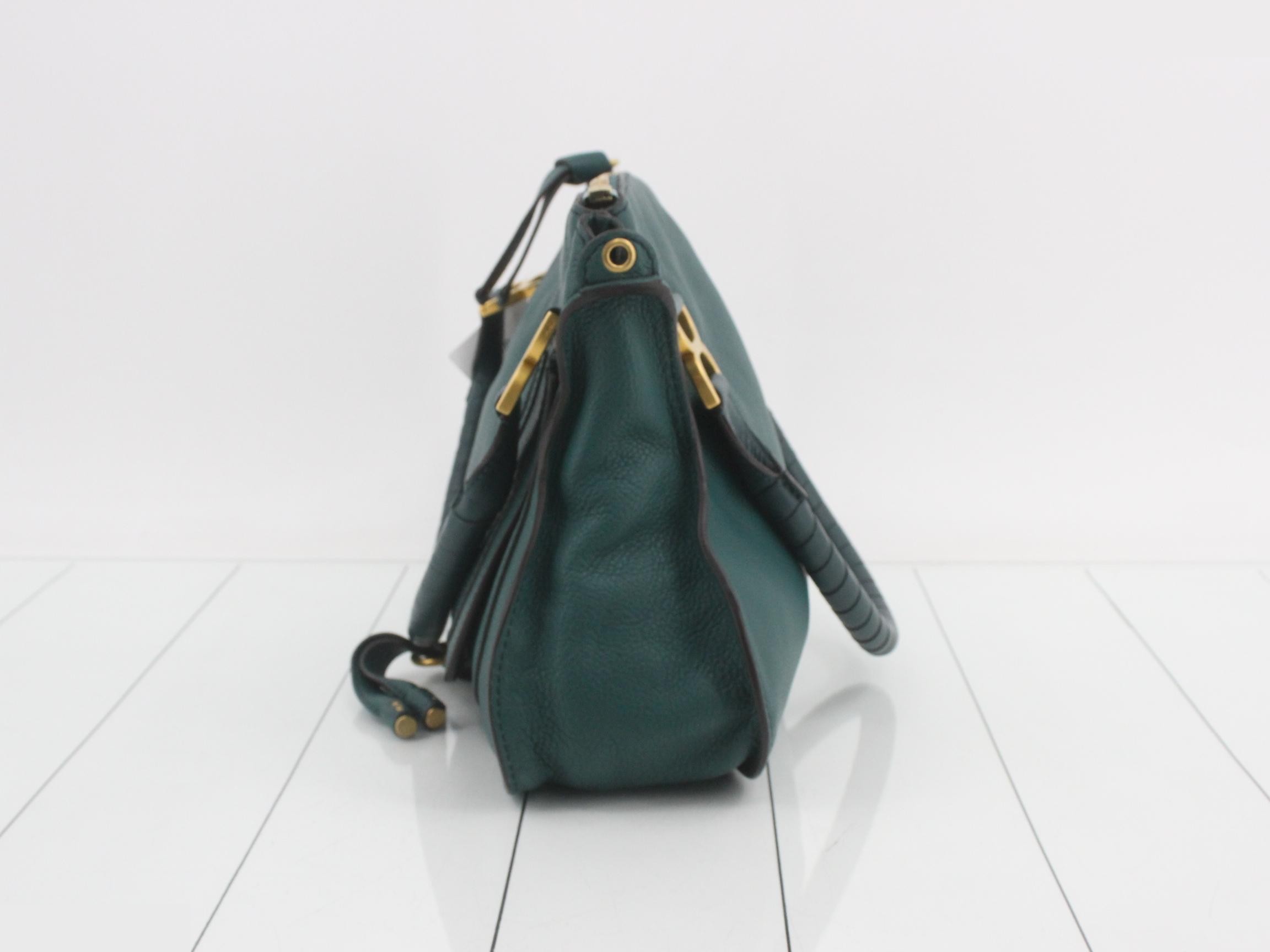 Marcy Leather Tote Bag, Green — view 3