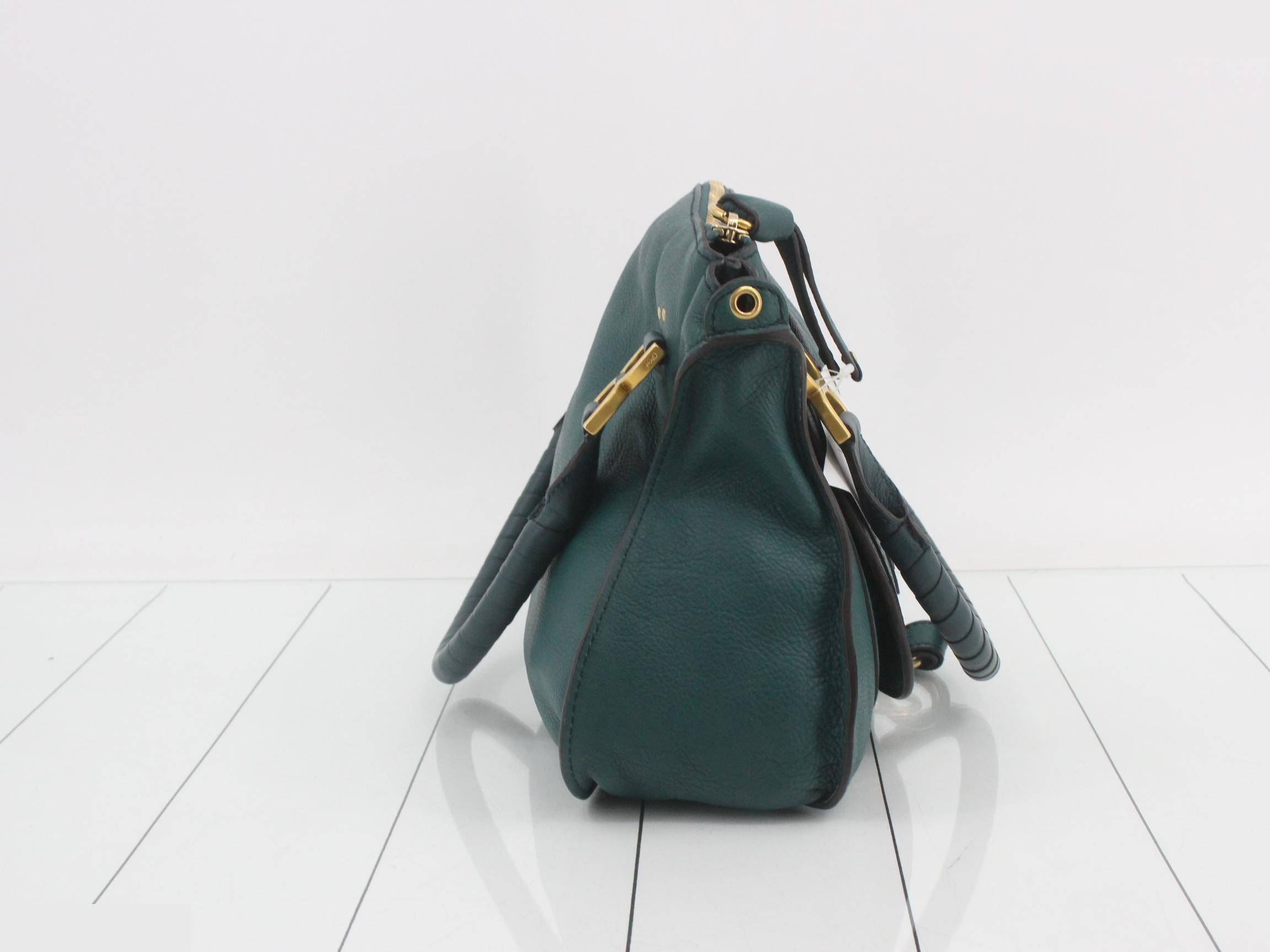 Marcy Leather Tote Bag, Green — view 4