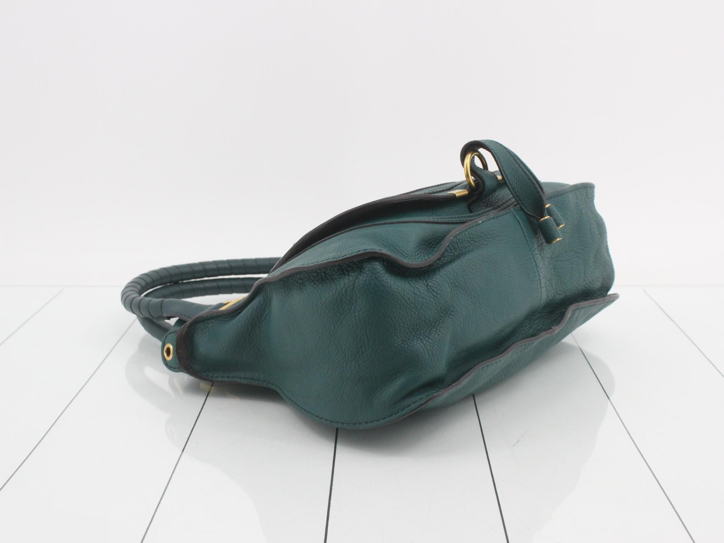 Marcy Leather Tote Bag, Green — view 5