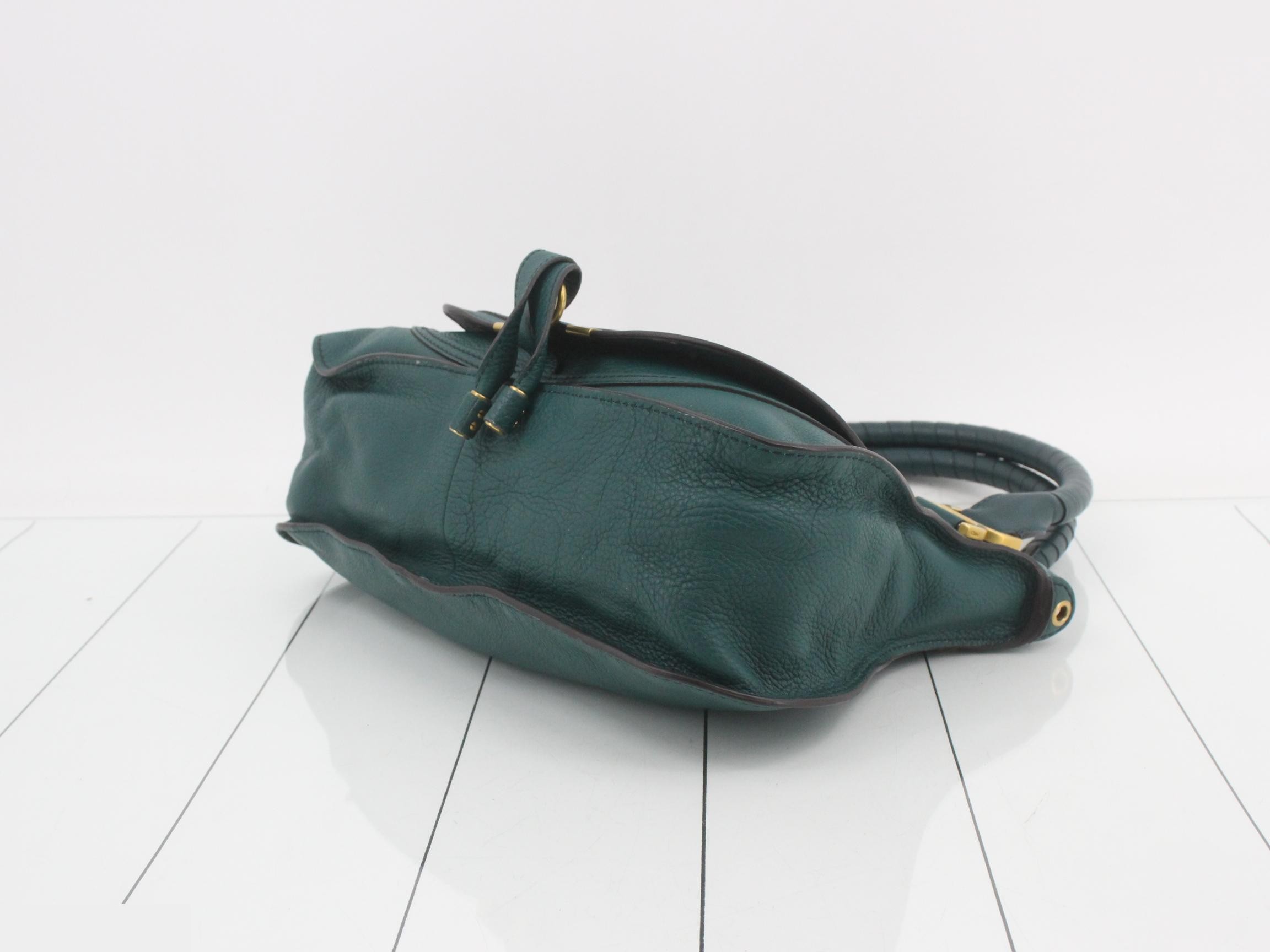 Marcy Leather Tote Bag, Green — view 6