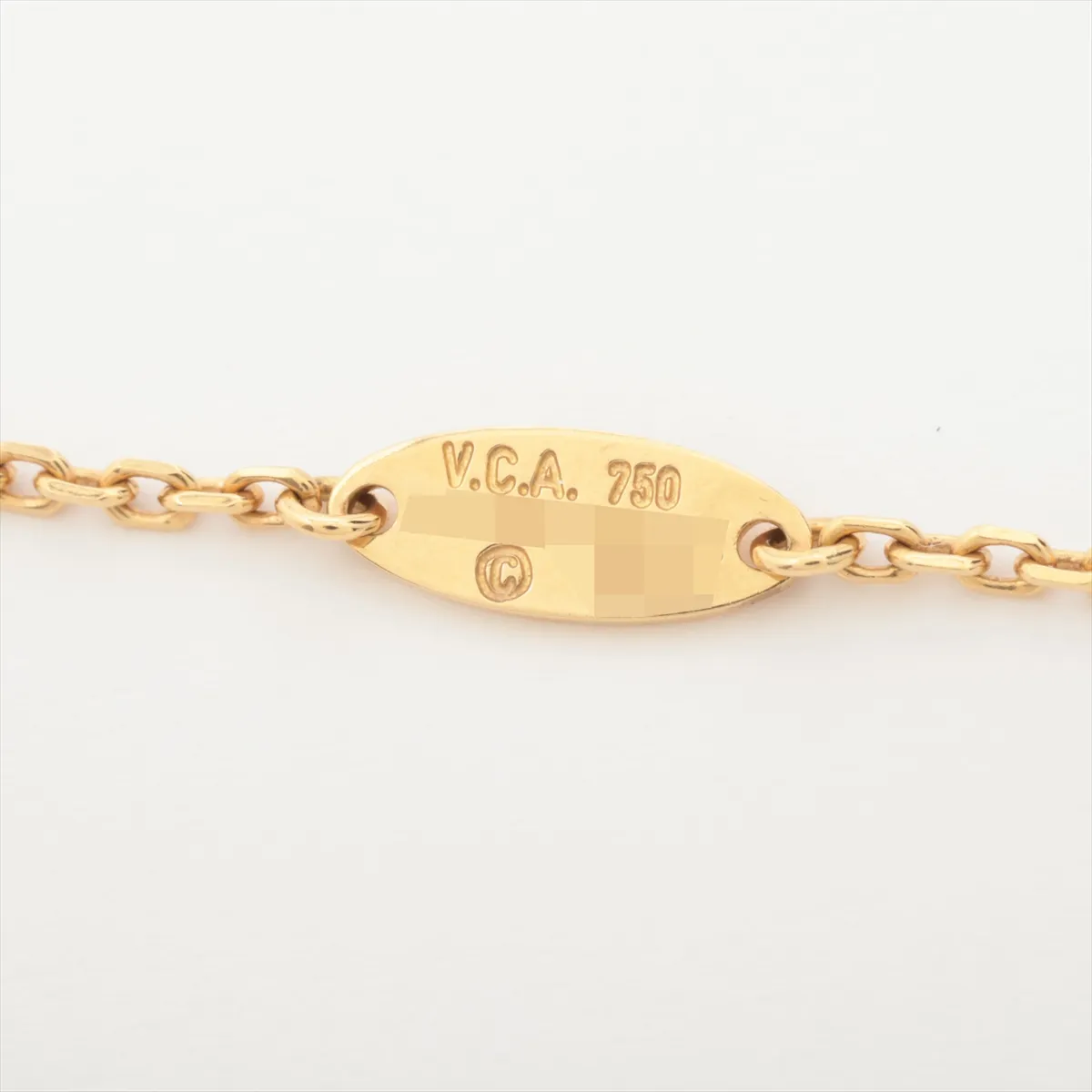 Vintage Alhambra Onyx Necklace 750 (Yellow Gold) 5.0g AL06.00NX236 (Condition: Clasp bent, jump ring open, hole, stone deterioration) — view 4